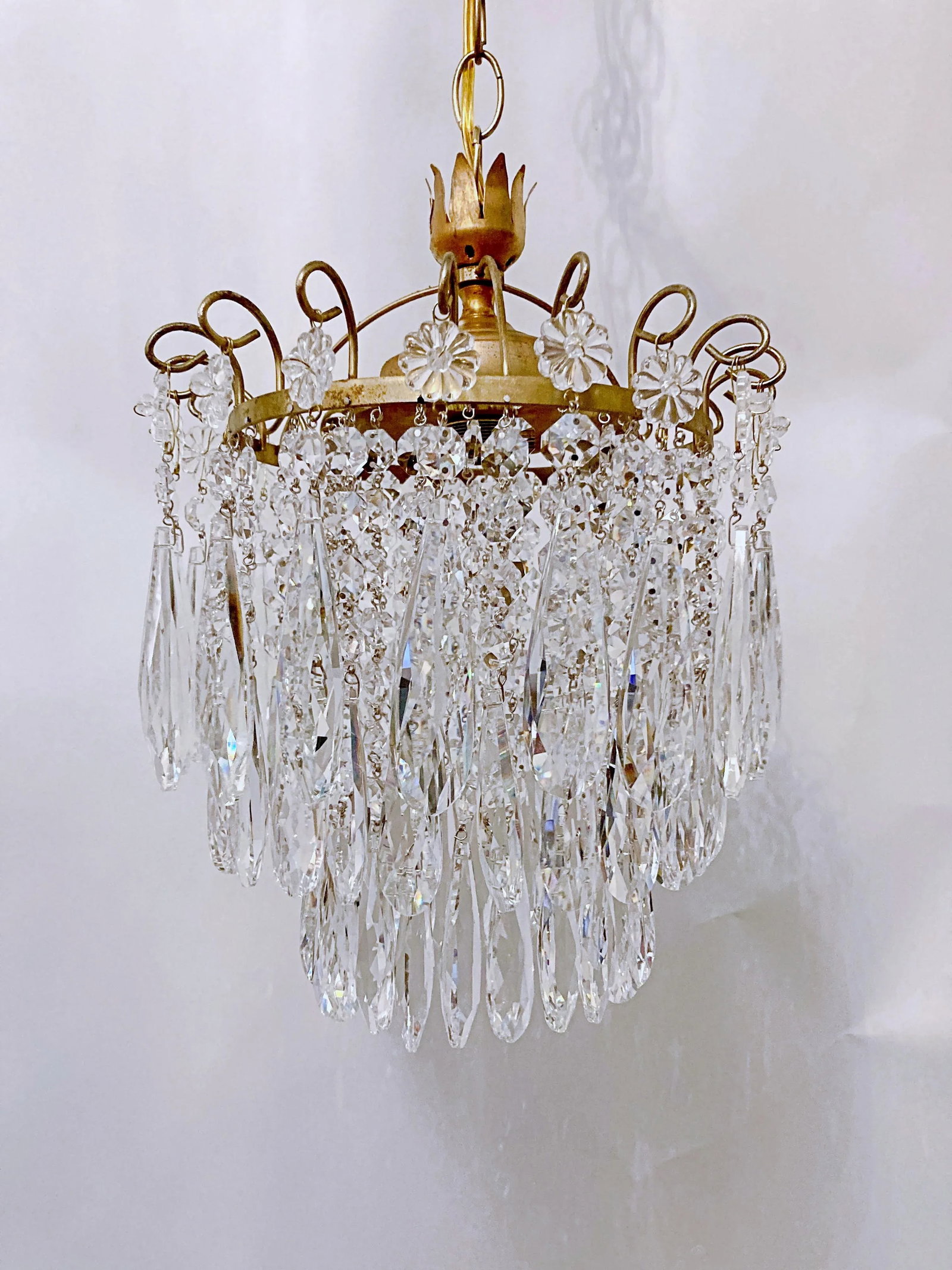 Vintage 1960s Small Brass Chandelier - 2