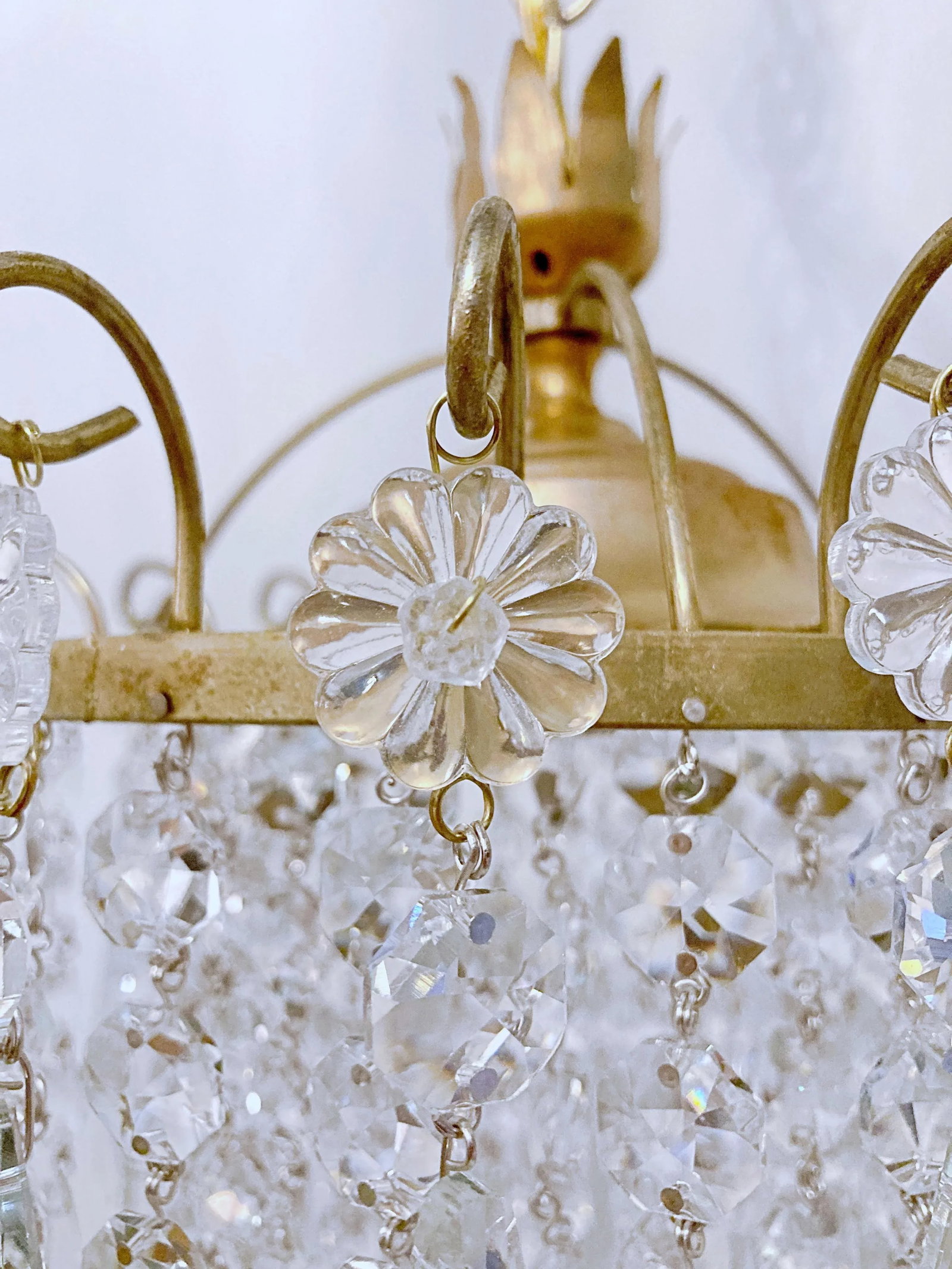 Vintage 1960s Small Brass Chandelier - 3