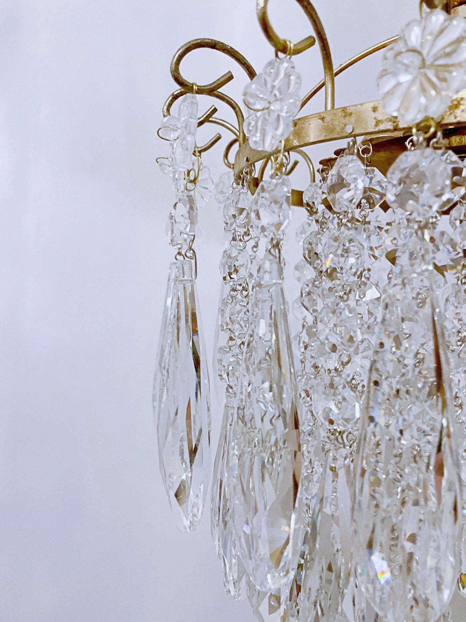 Vintage 1960s Small Brass Chandelier - 7