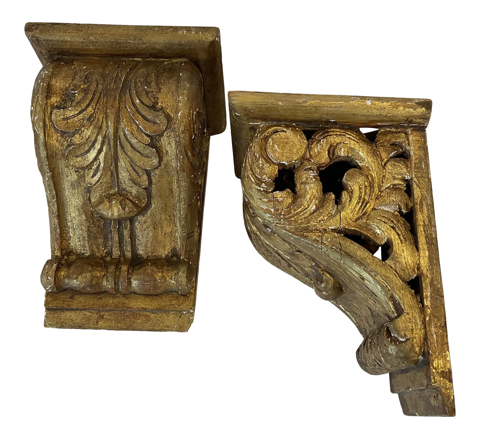 Antique Italian Wall Sconces: 19th Century hand craved gold gilt wood wall sconce featuring an Italian floral motif. Showing a nice amount of age Condition: Alterations: Original Condition Unaltered Imperfections: Some Imperfectio