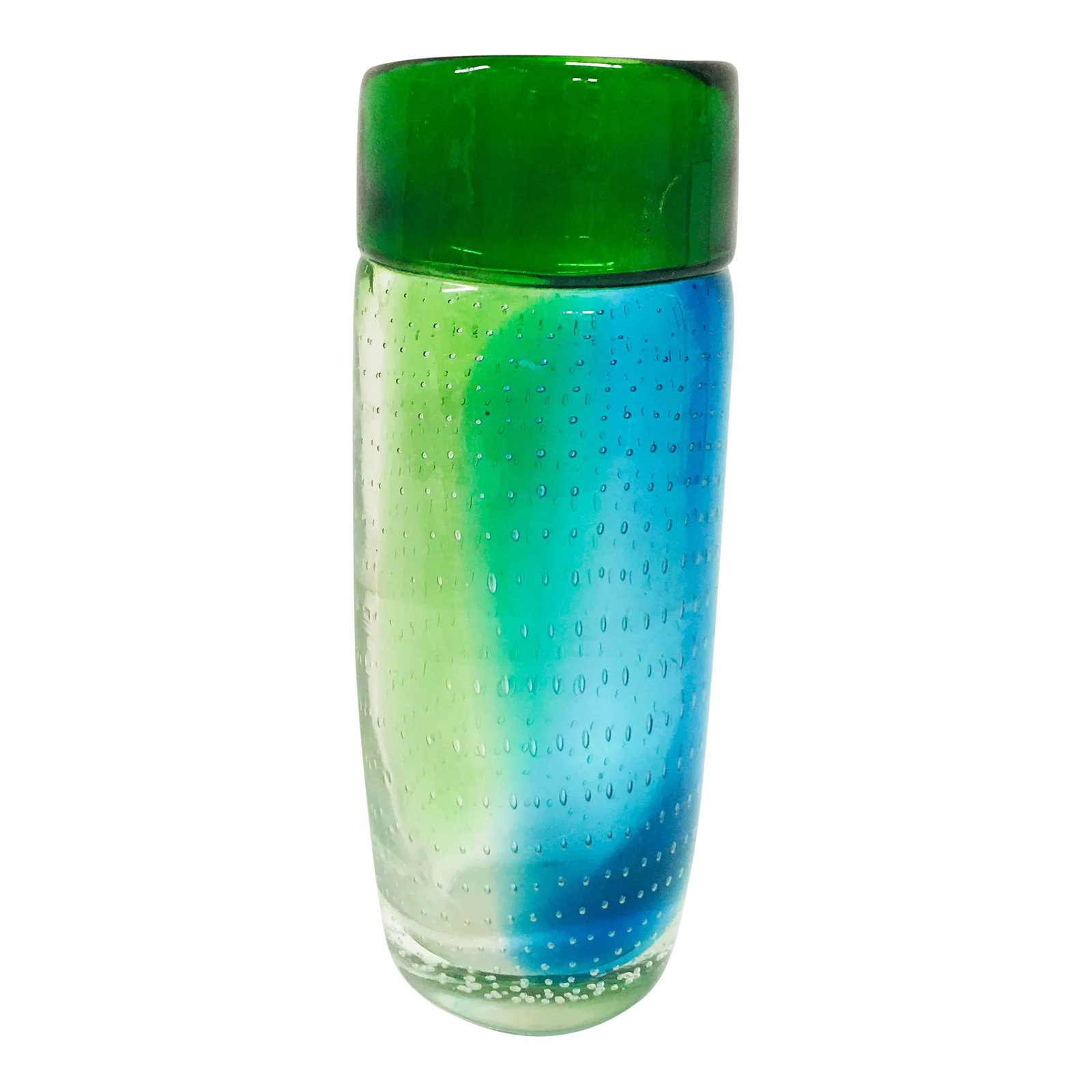 1990s Hand Blown Murano Art Glass Vase: Handblown Murano Art Glass Vase with large polished pontil Condition: Alterations: Original Condition Unaltered Imperfections: Some Imperfections Condition Notes: normal wear consistent with age