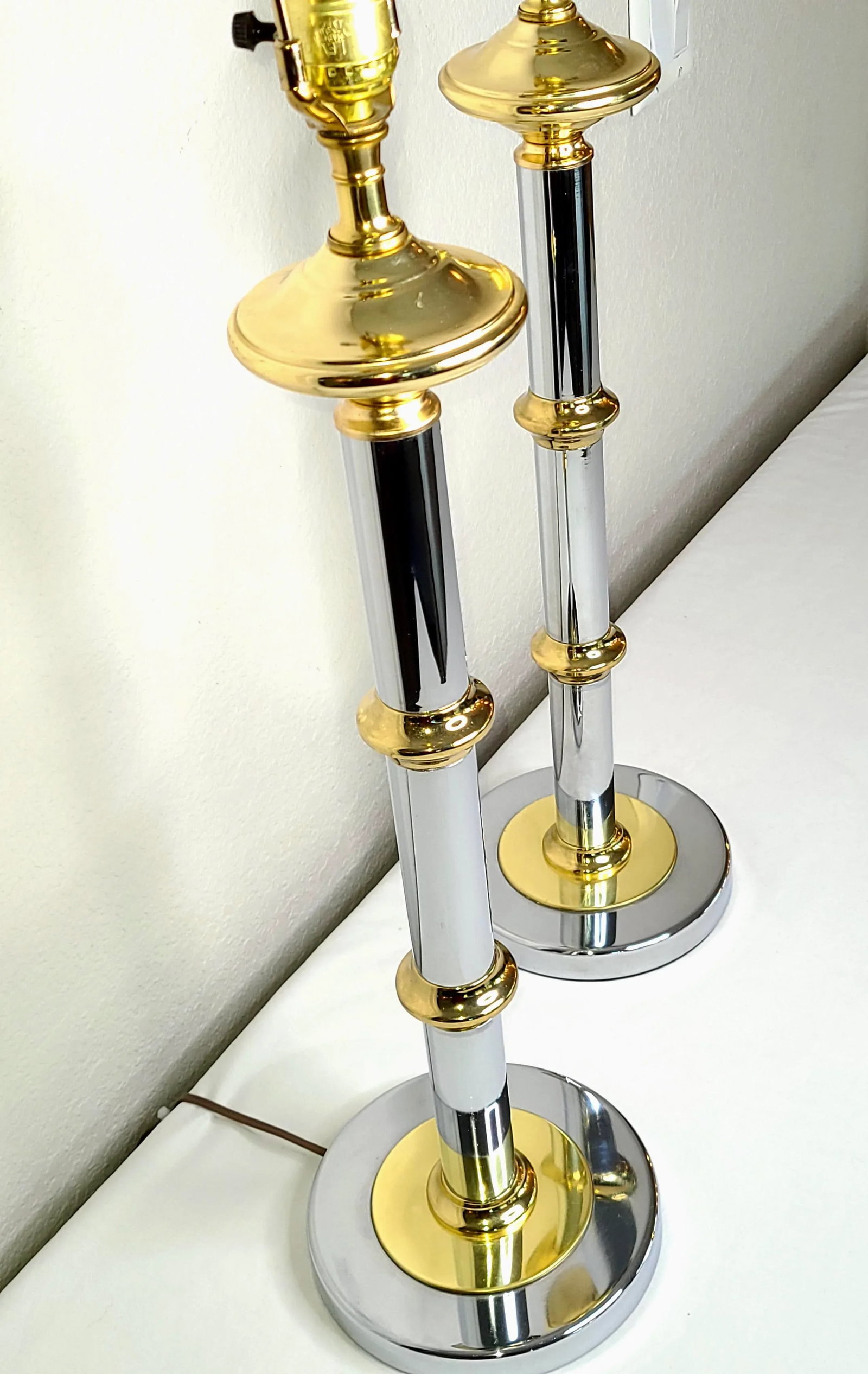 Mastercraft Chrome and Lacquered Brass Table Lamps - a Pair - 10