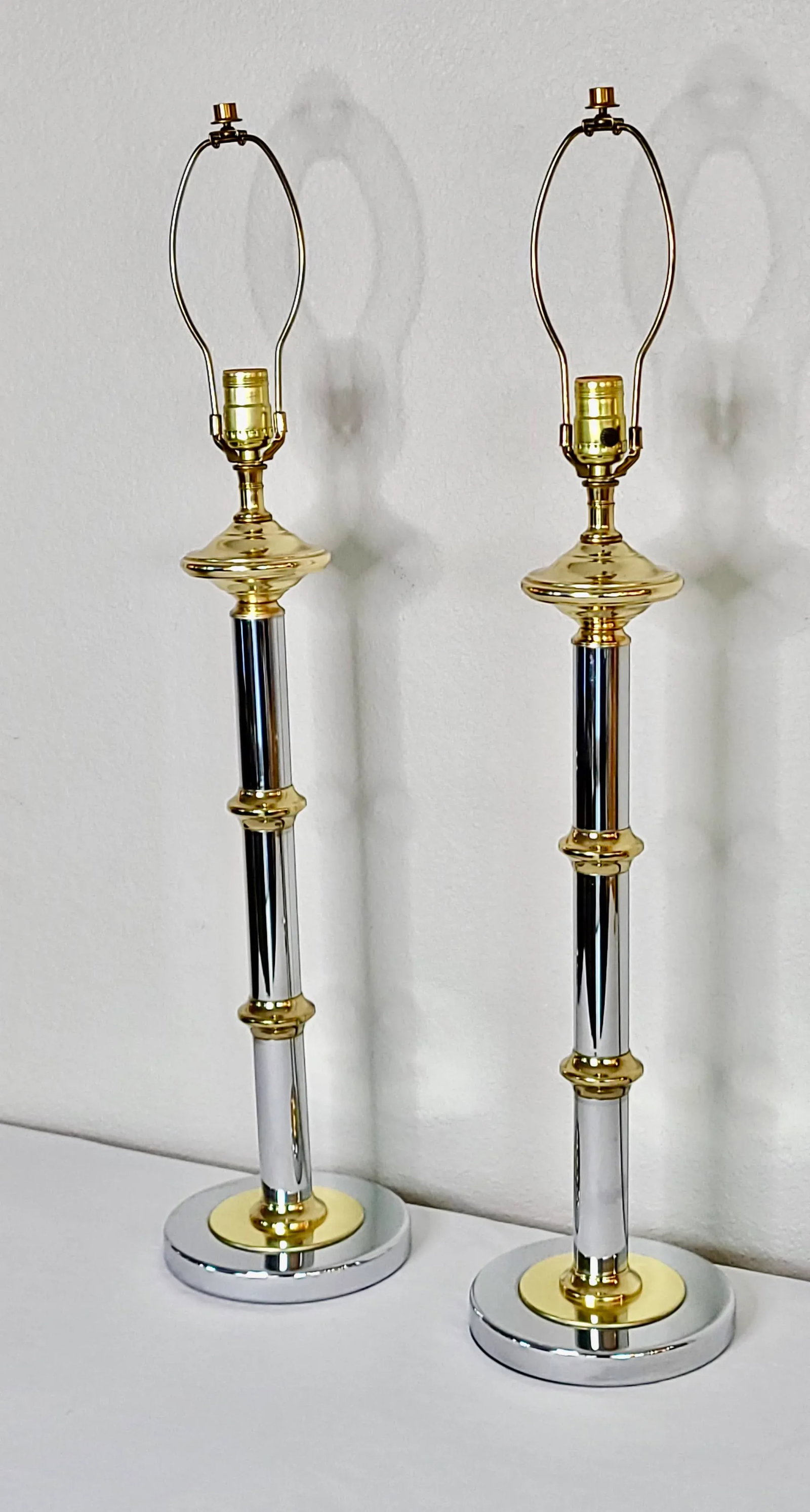 Mastercraft Chrome and Lacquered Brass Table Lamps - a Pair - 11