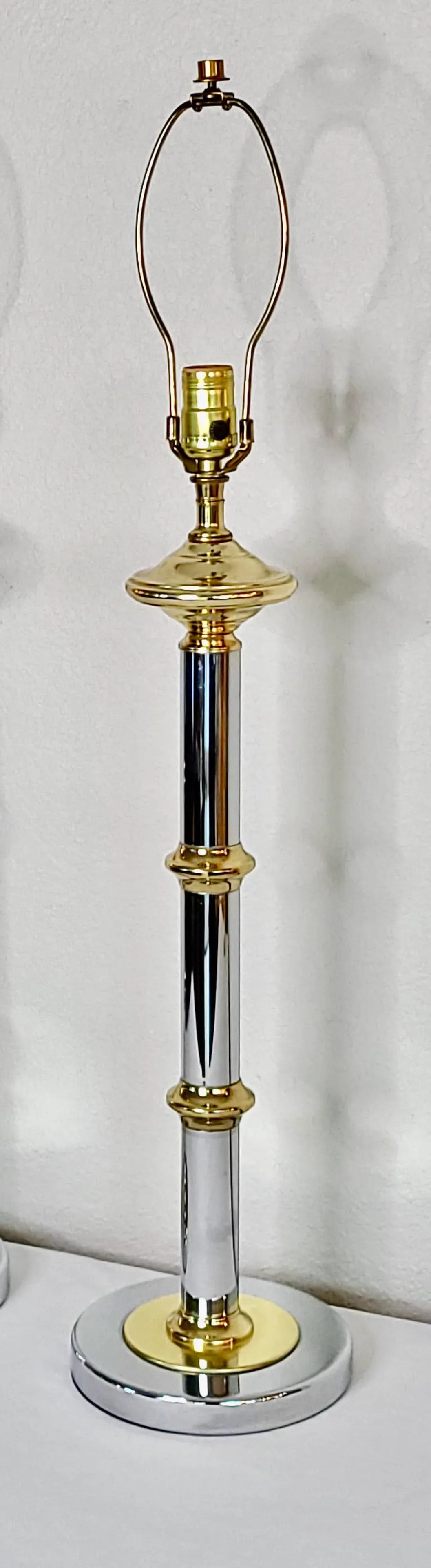Mastercraft Chrome and Lacquered Brass Table Lamps - a Pair - 12