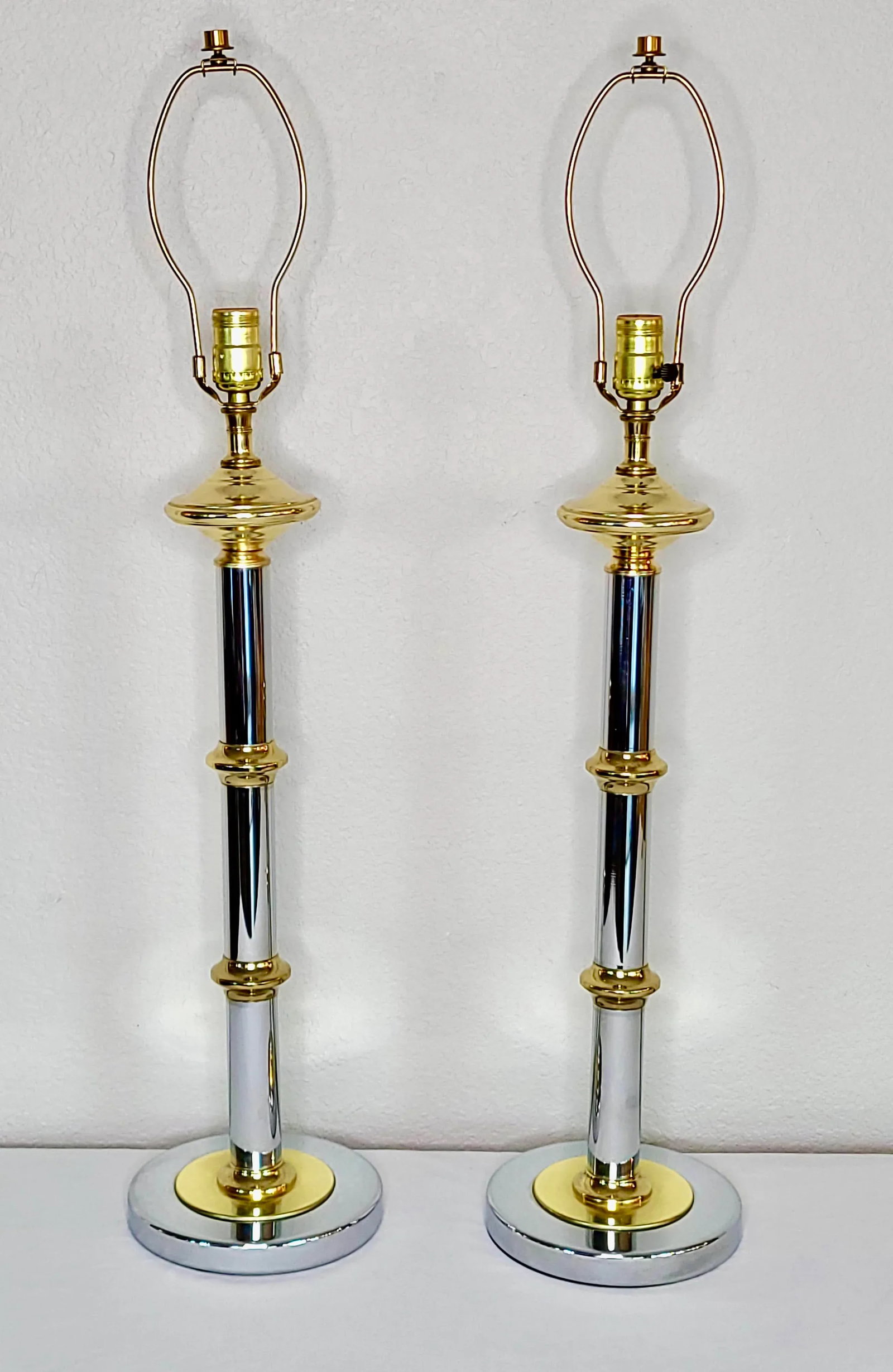 Mastercraft Chrome and Lacquered Brass Table Lamps - a Pair - 13