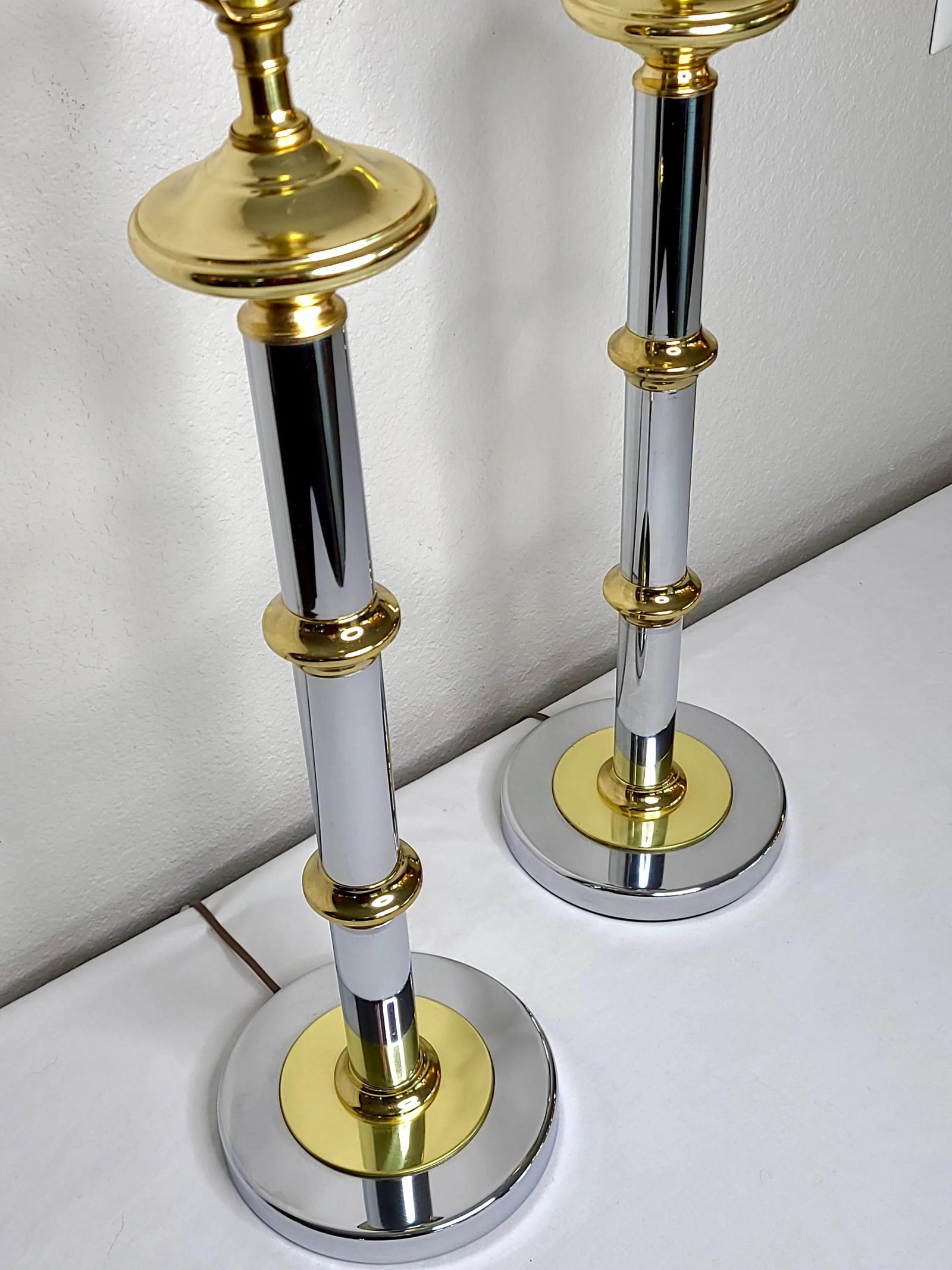 Mastercraft Chrome and Lacquered Brass Table Lamps - a Pair - 2