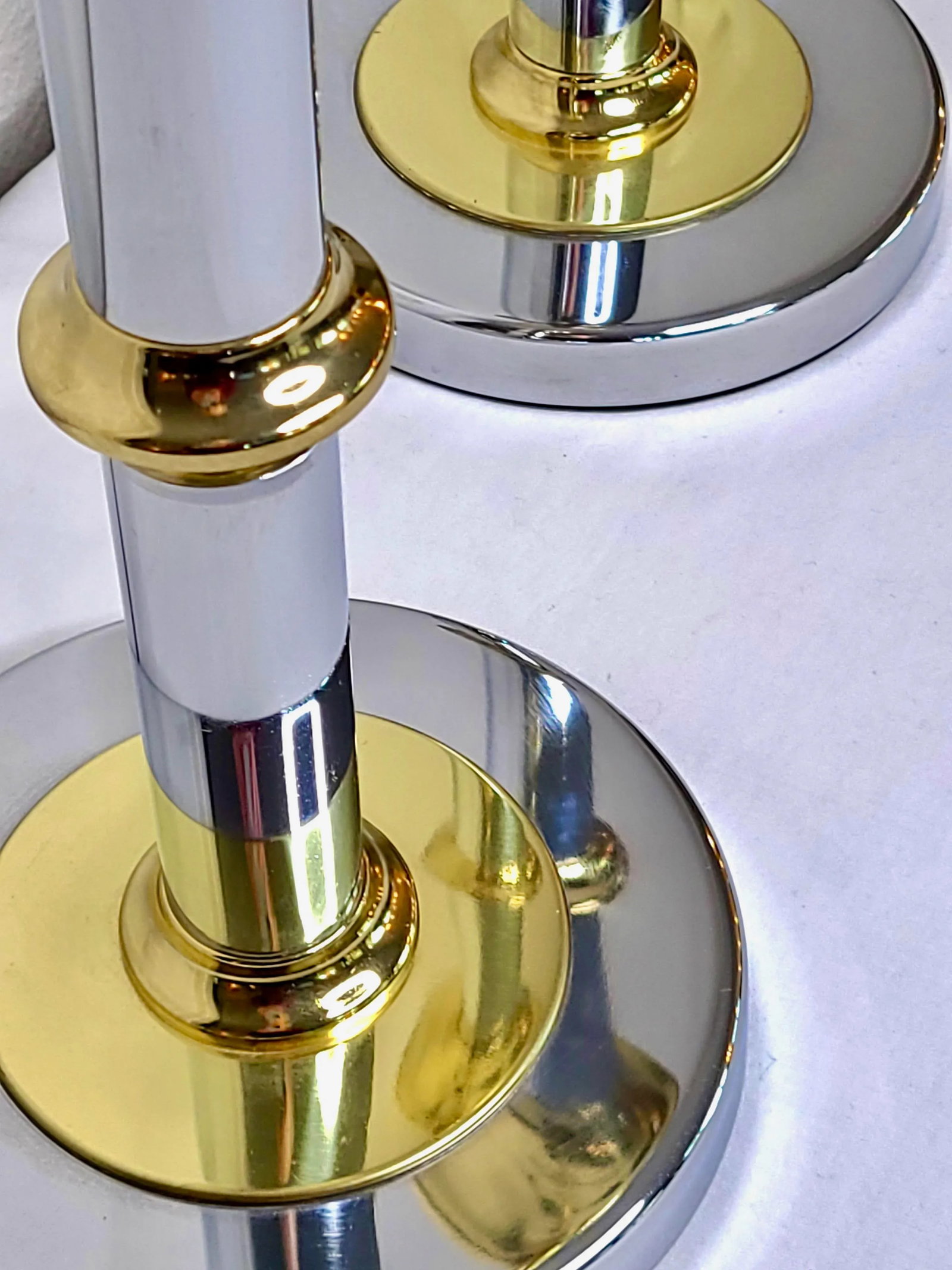 Mastercraft Chrome and Lacquered Brass Table Lamps - a Pair - 3