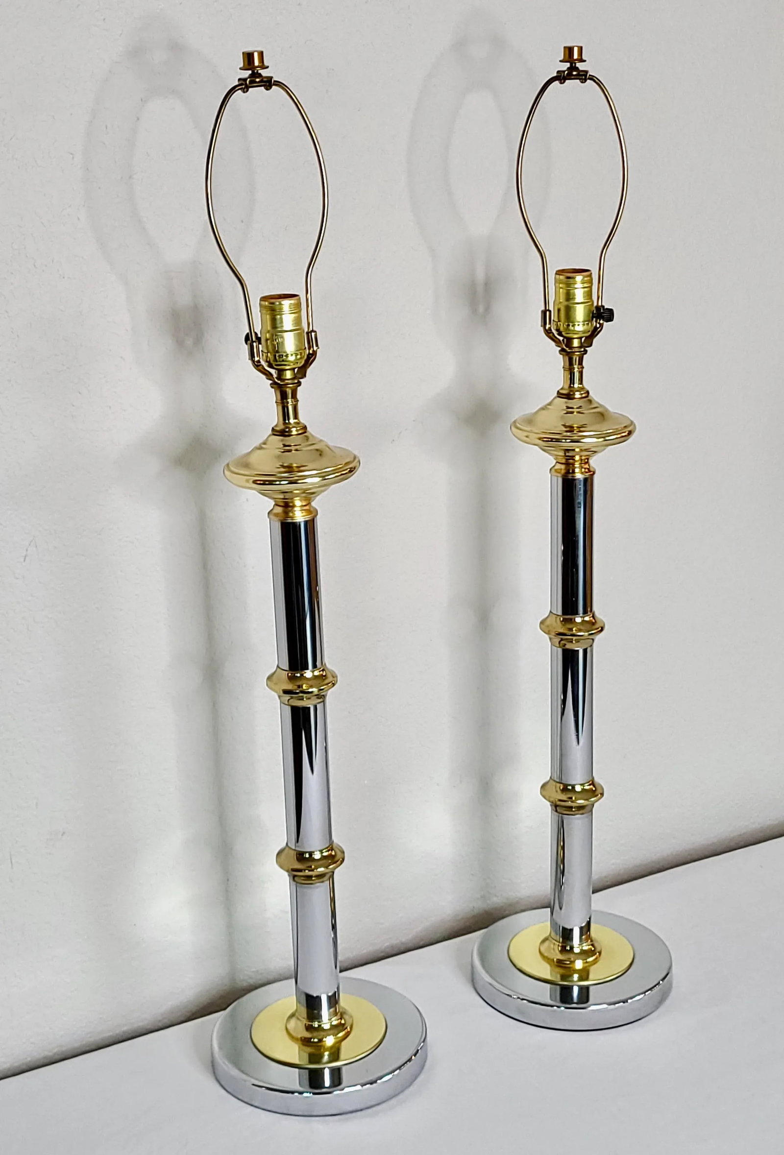 Mastercraft Chrome and Lacquered Brass Table Lamps - a Pair - 5