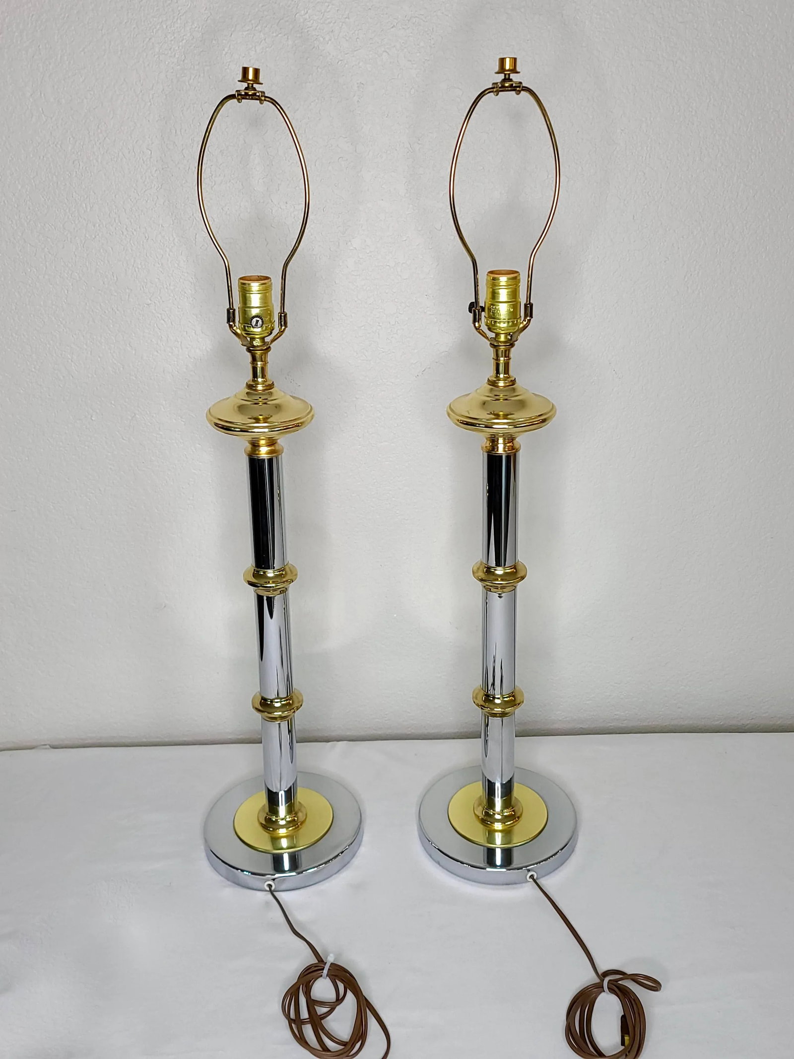 Mastercraft Chrome and Lacquered Brass Table Lamps - a Pair - 6