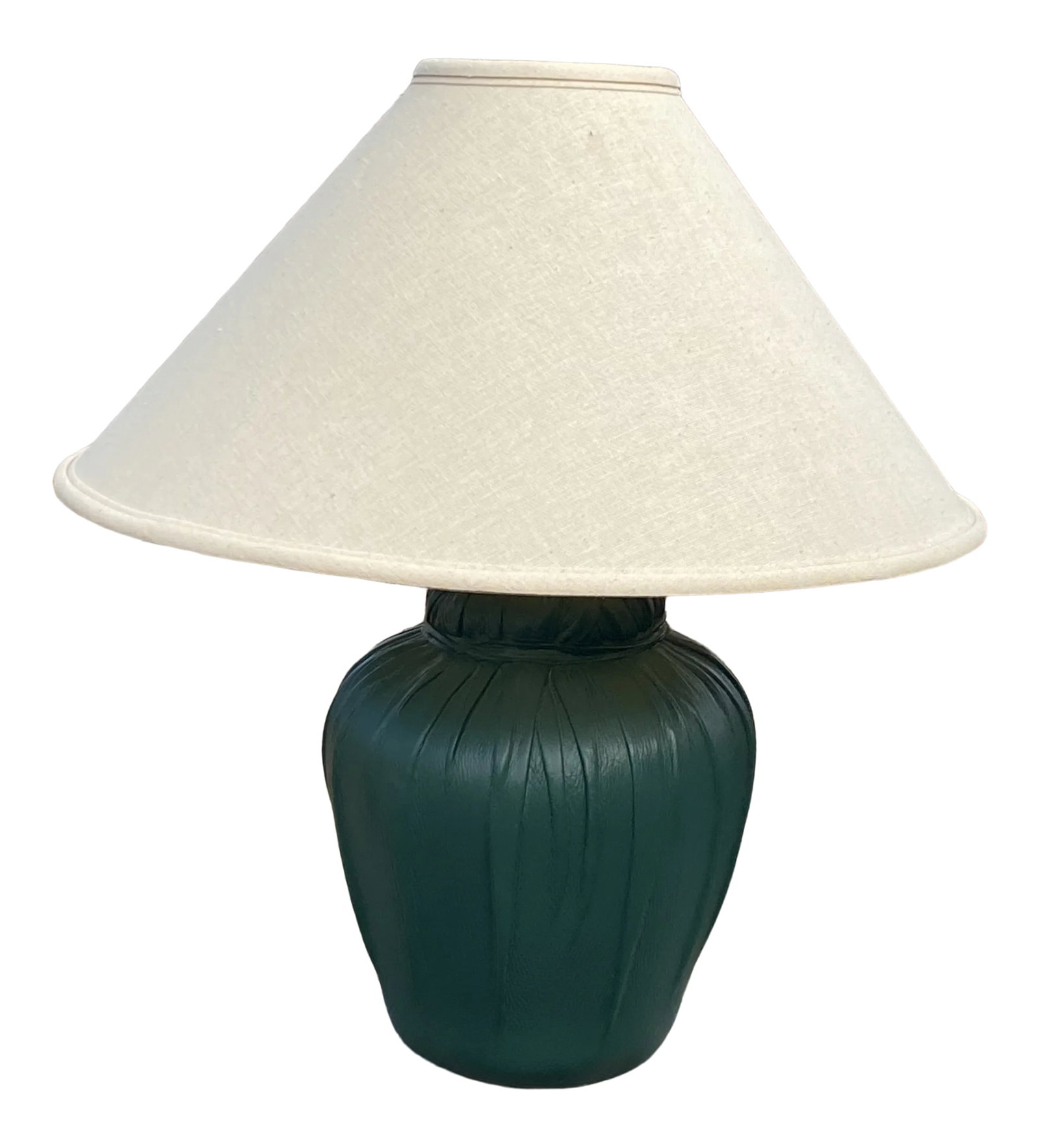 Vintage Mid 20th Century Alsy Lamp by Cresswell Ltd.: Vintage Alsy ceramic lamp. Looks and feels like a tight leather wrapped lamp with leather twine used to gather the fabric together, however it's detailed ceramic only. Condition: Alterations: