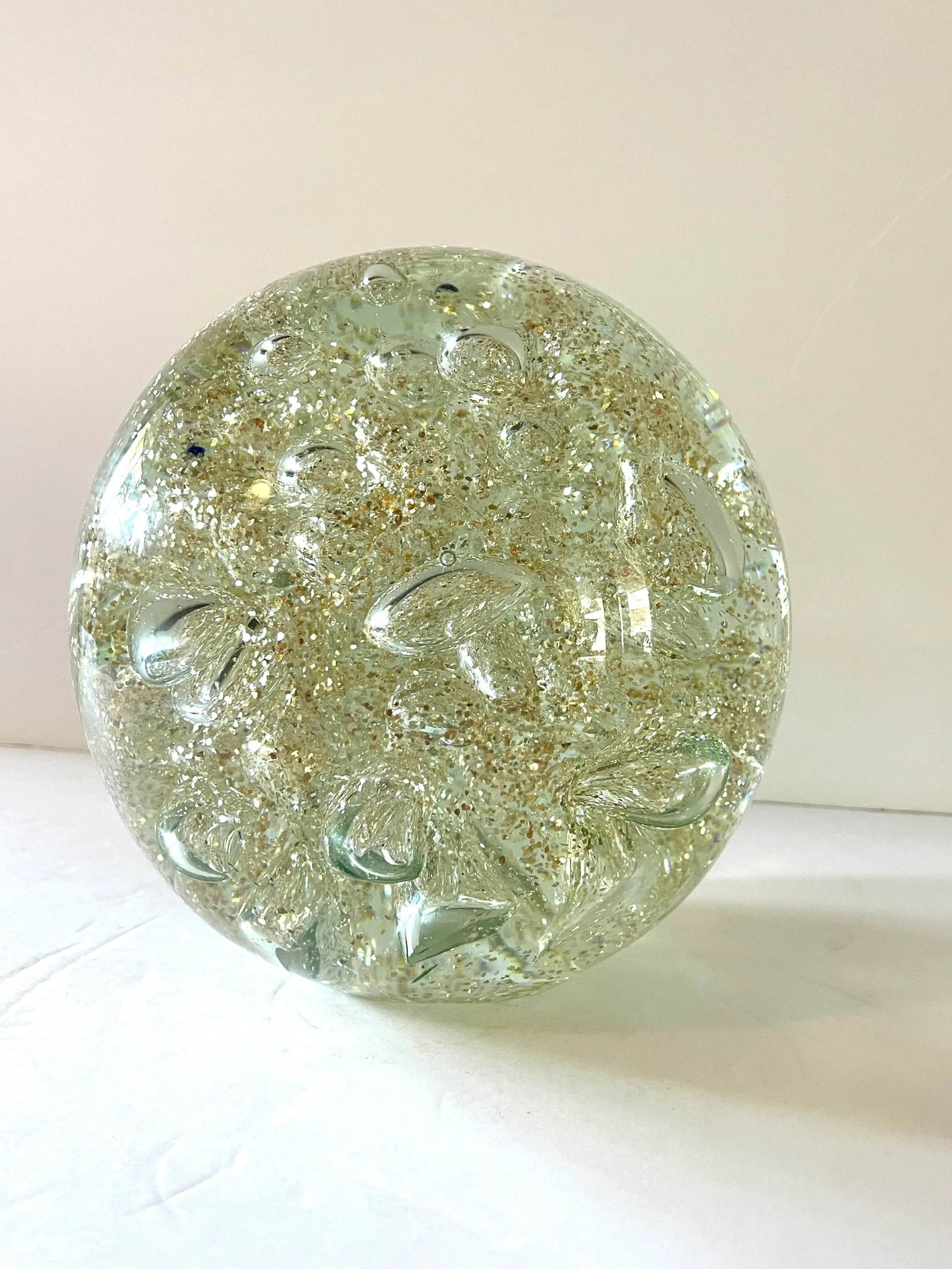 Large Vintage Art Glass Sphere Paper Weight - 10