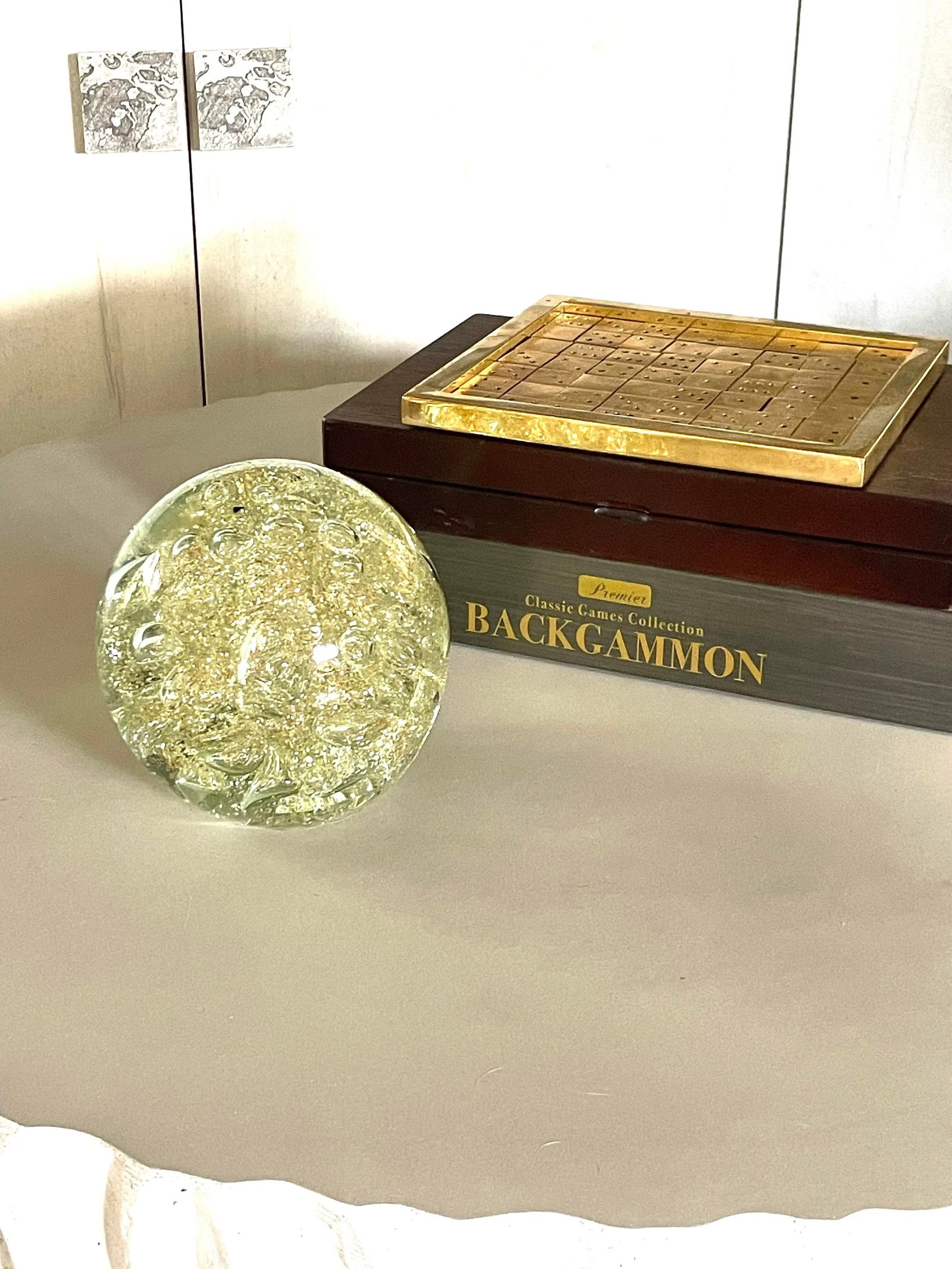 Large Vintage Art Glass Sphere Paper Weight - 9