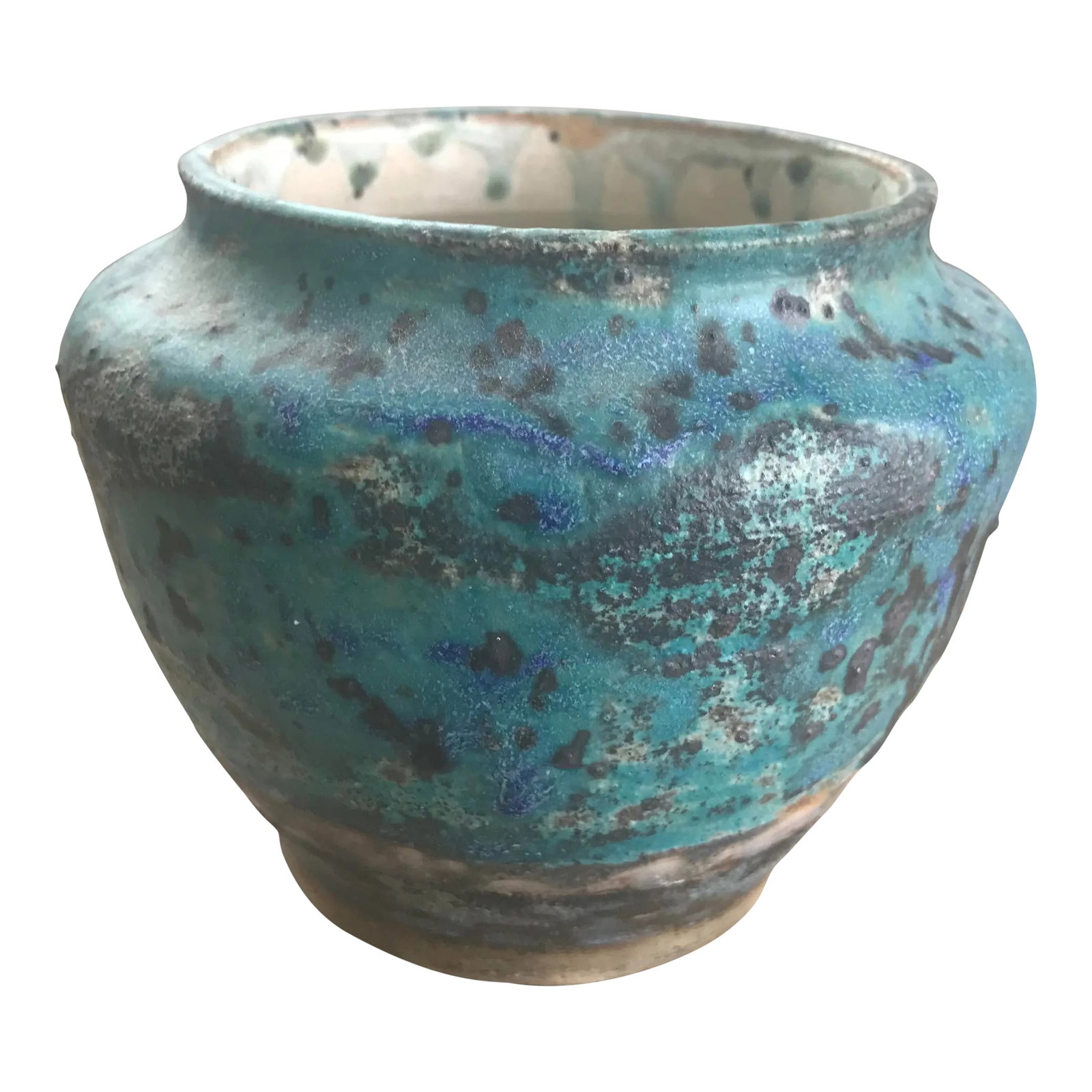 Vintage Mid Century Modern Teal Ceramic Architectural Studio Stoneware Pottery /Planter: Vintage Mid Century Modern Teal Ceramic Architectural Studio Stoneware Pottery /Planter Amazing Vintage Find Super Cool Mid Century Modern Pottery Planter Beautiful Design Signed On Bottom and Dated