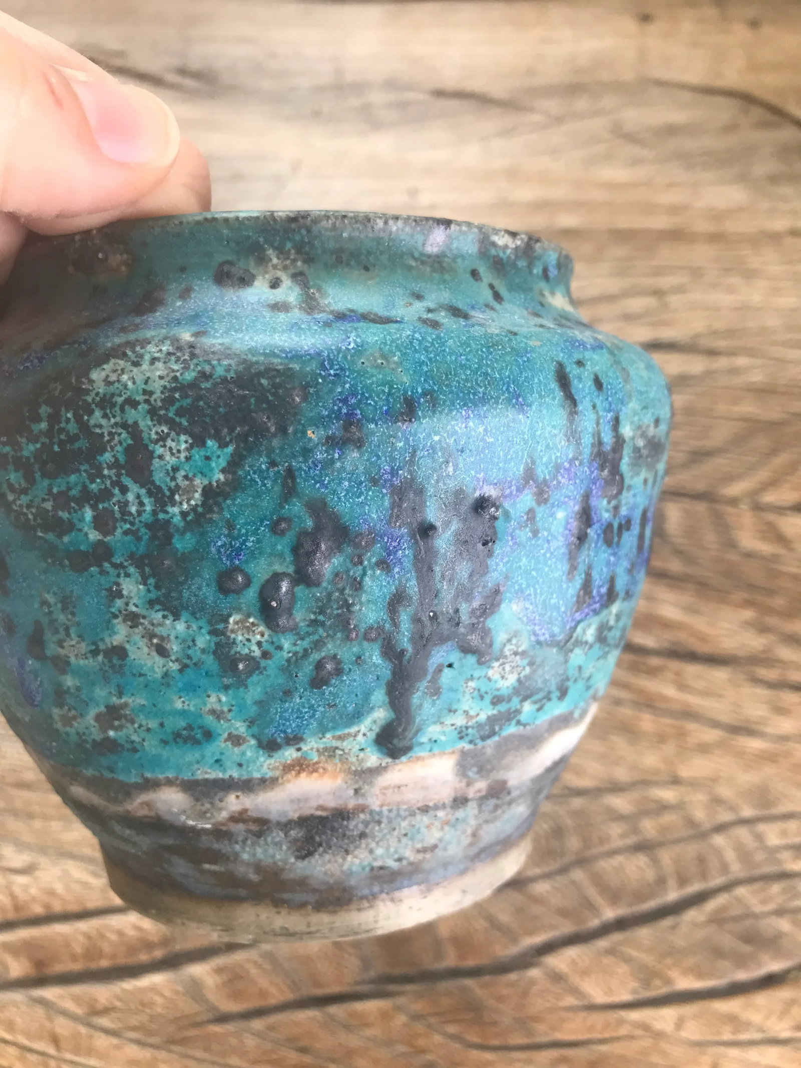Vintage Mid Century Modern Teal Ceramic Architectural Studio Stoneware Pottery /Planter - 5