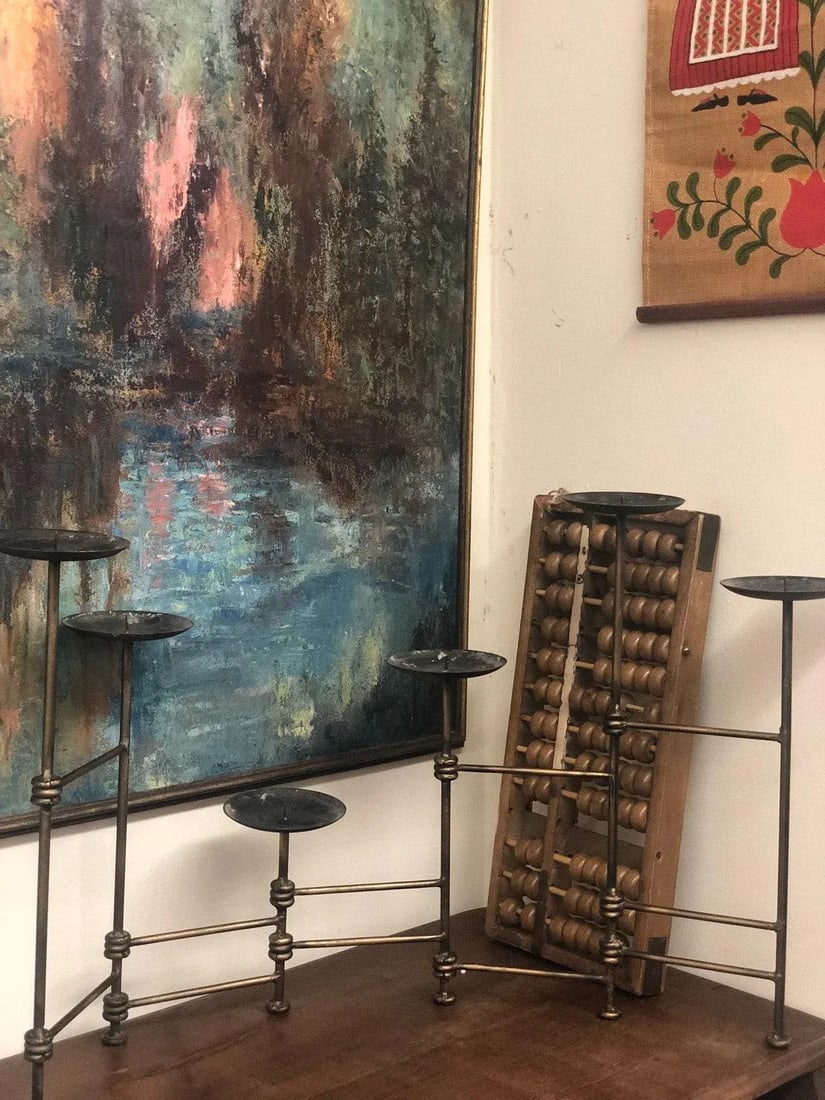 Vintage Mid-Century Modern Expandable Metal Candle Holder - 2