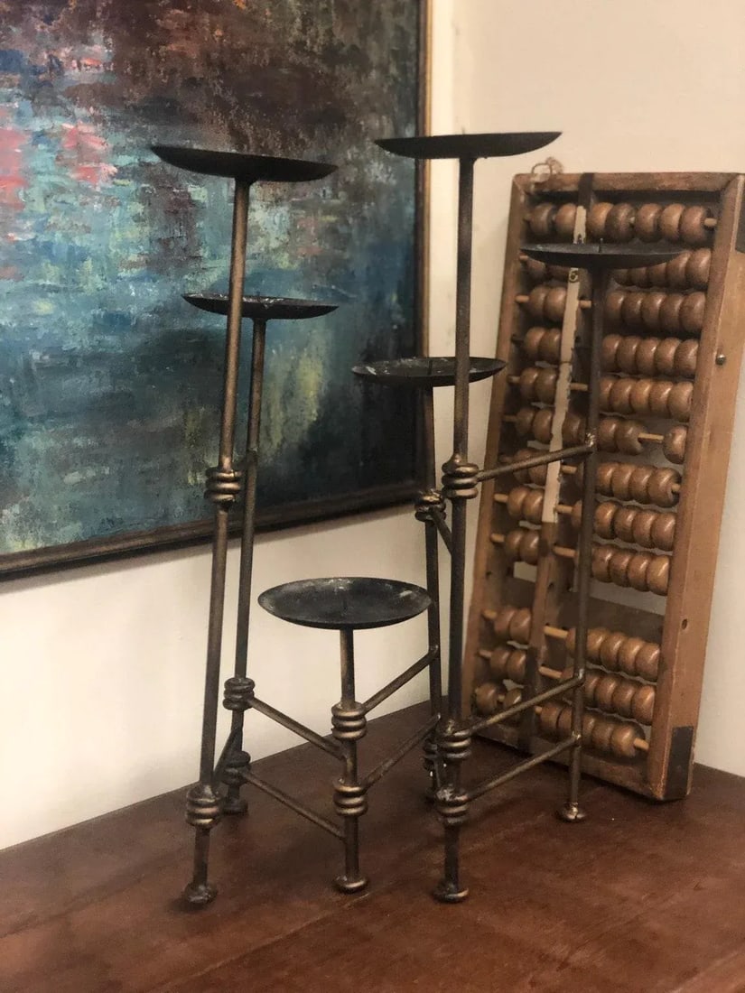 Vintage Mid-Century Modern Expandable Metal Candle Holder - 3