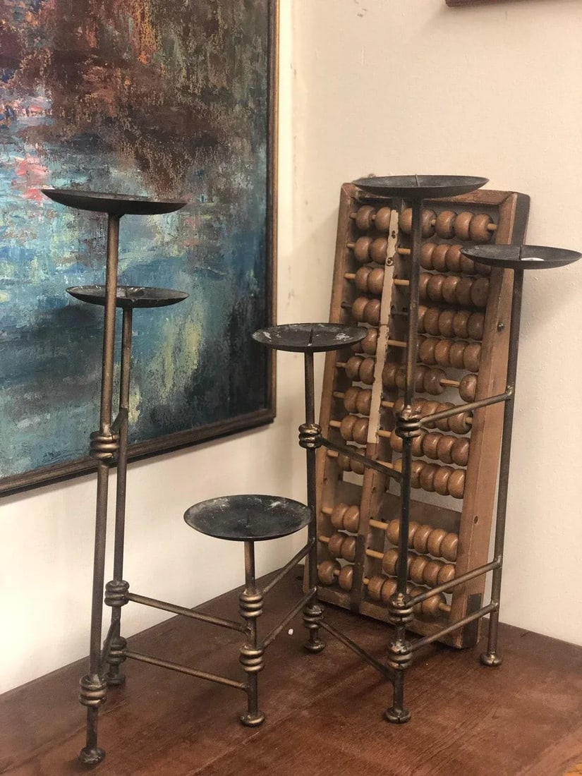 Vintage Mid-Century Modern Expandable Metal Candle Holder - 4