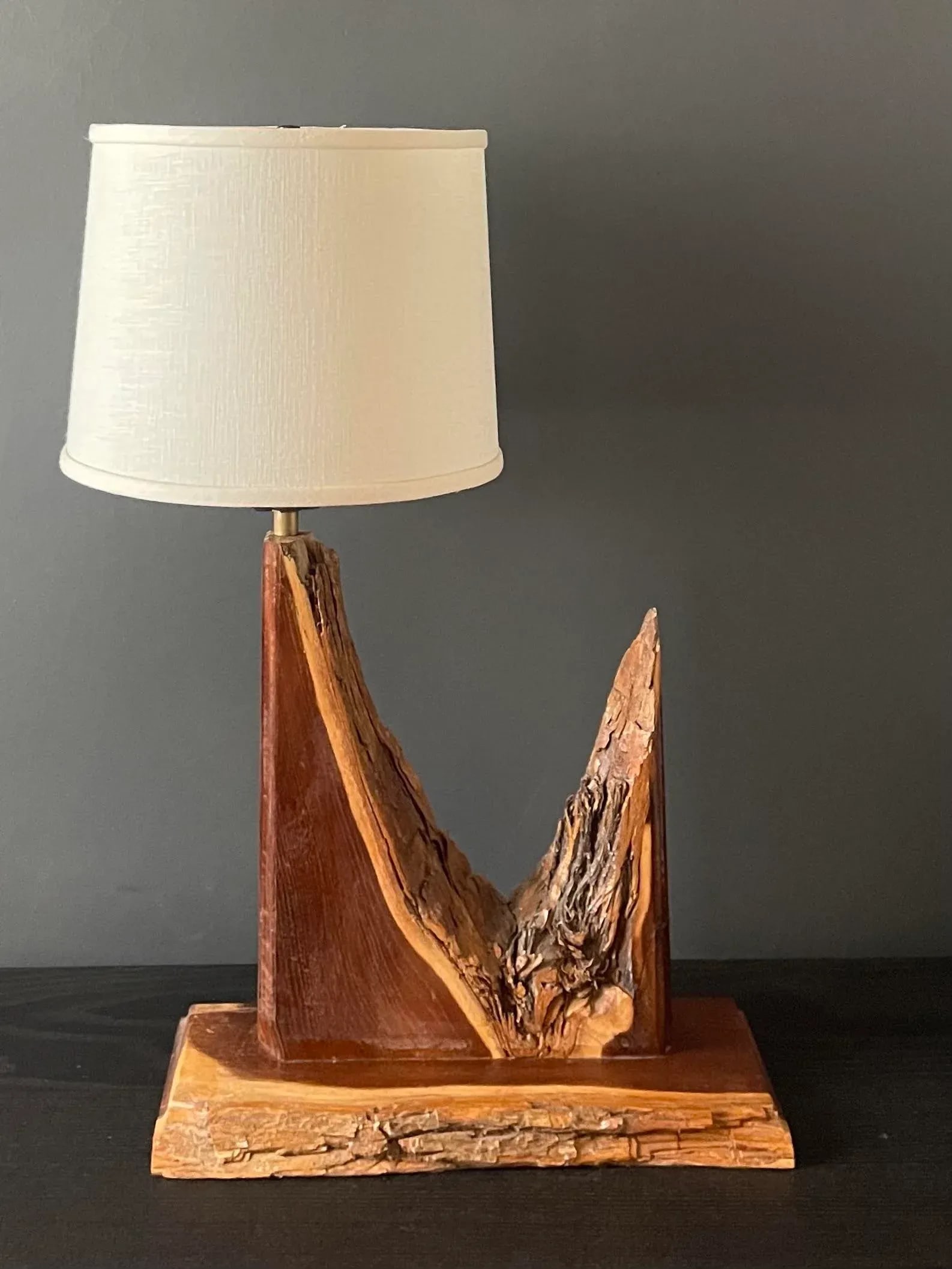1970's Rustic Handcrafted Table Lamp - 2