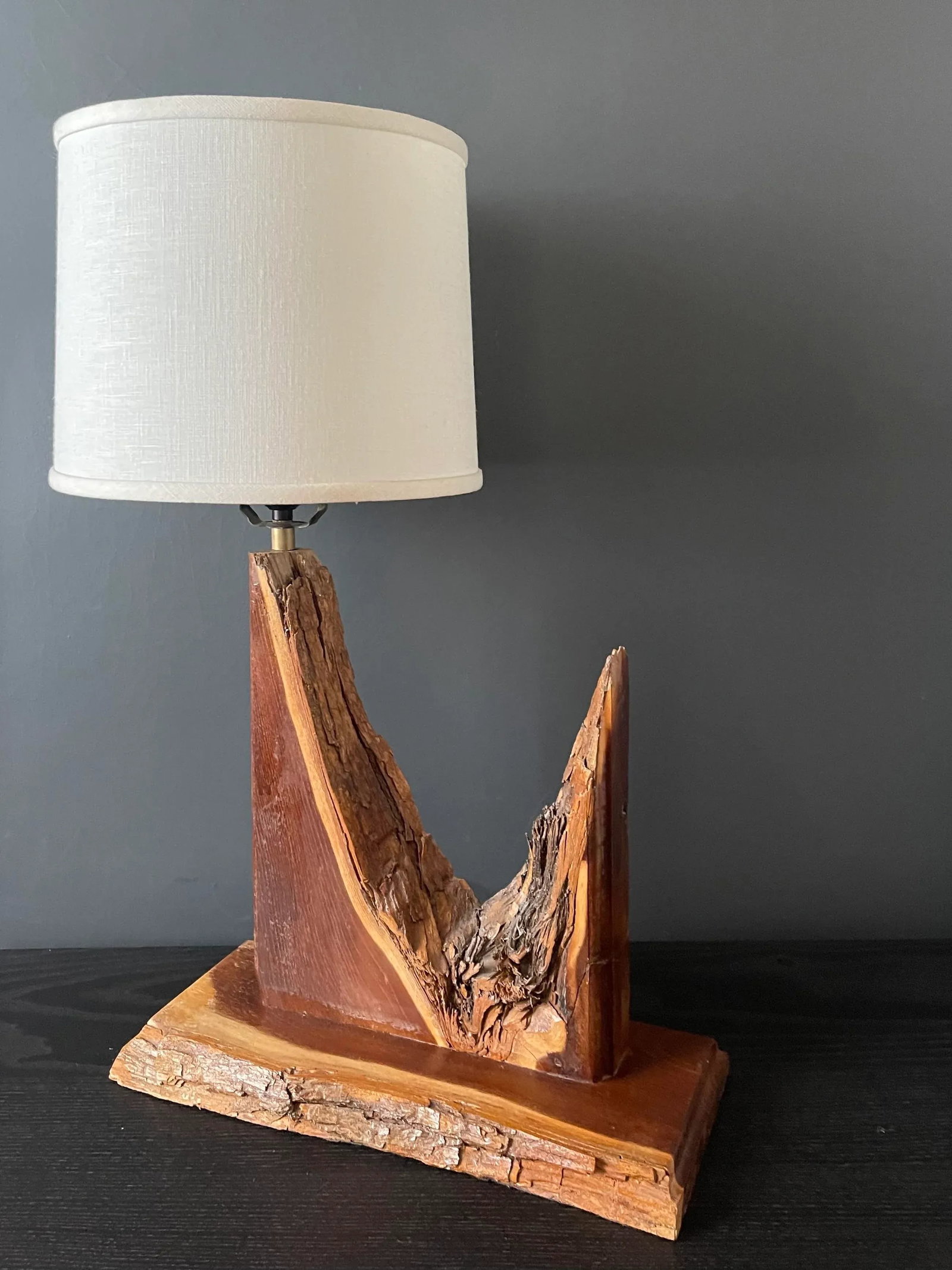 1970's Rustic Handcrafted Table Lamp - 3