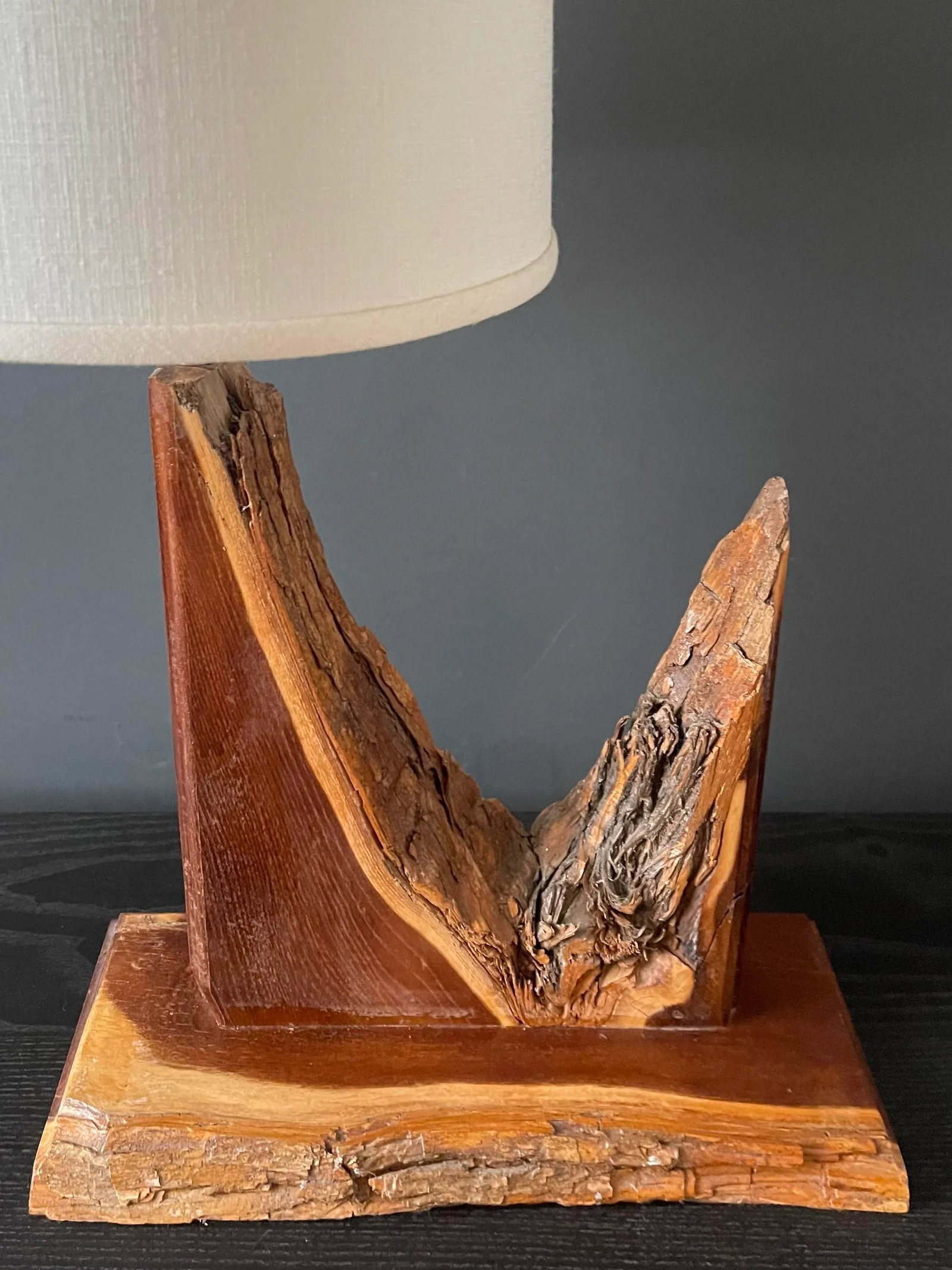 1970's Rustic Handcrafted Table Lamp - 5