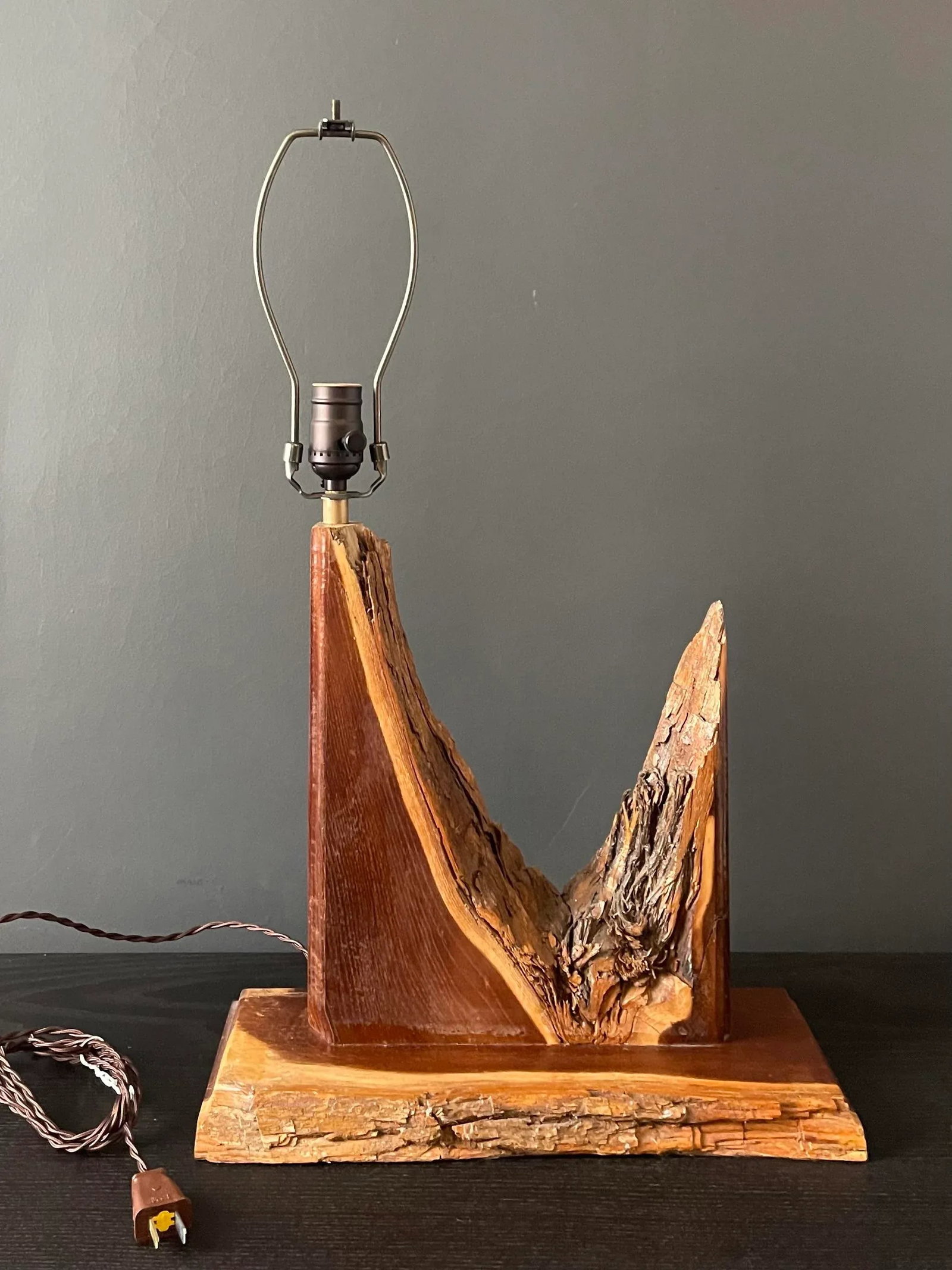 1970's Rustic Handcrafted Table Lamp - 8