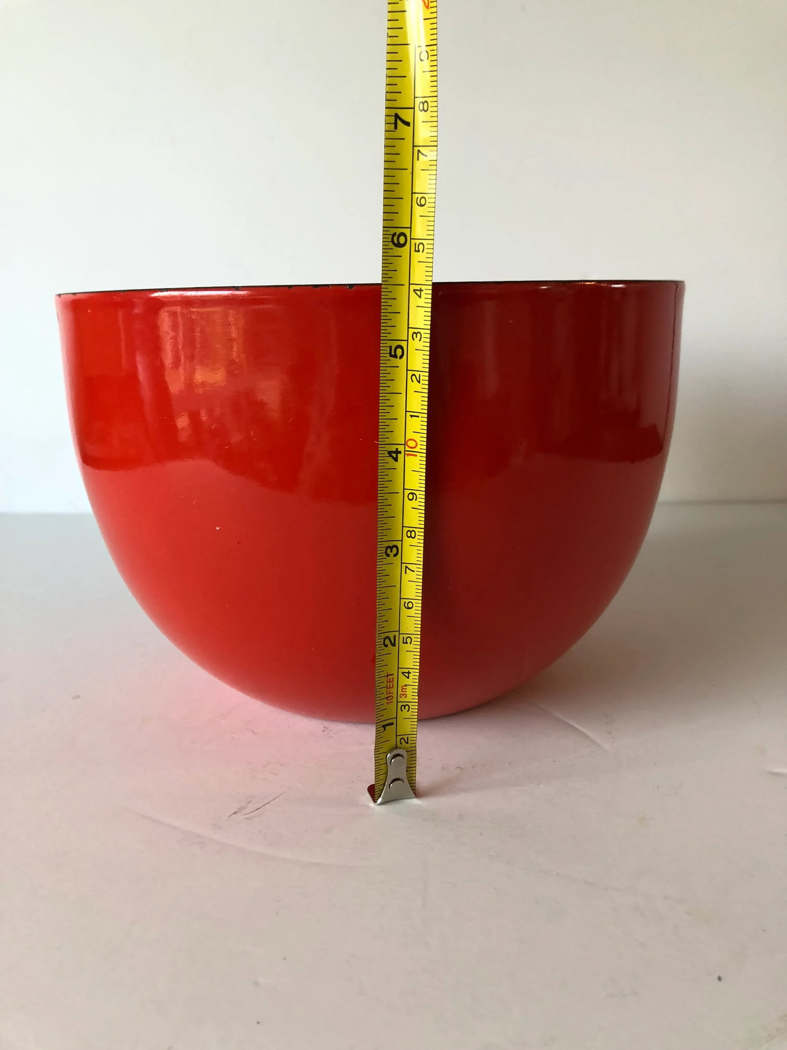 1960s Kaj Franck l Enamel Danish Modern Red and White Bowl - 5