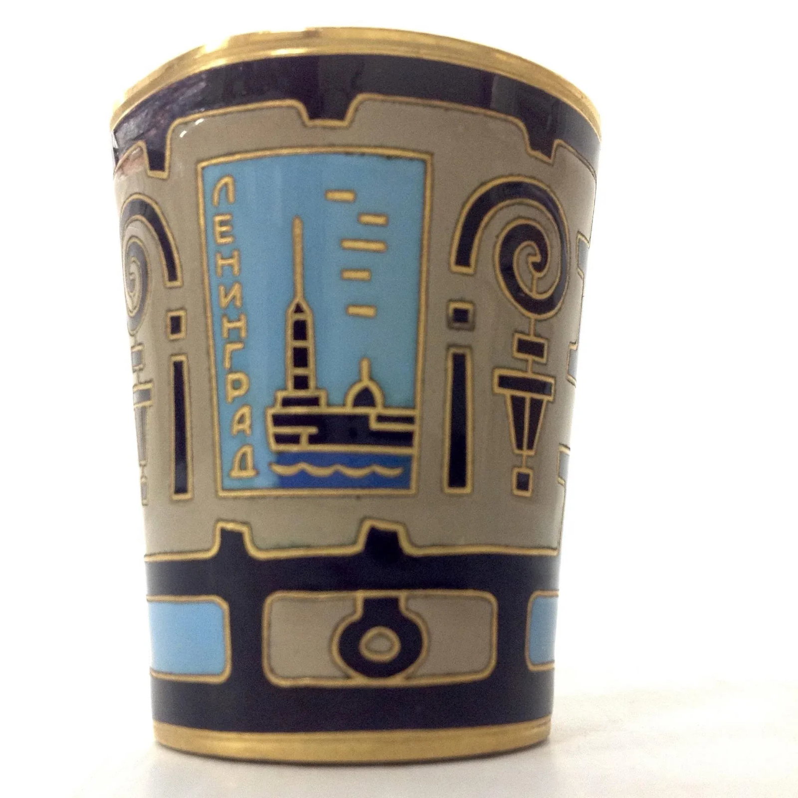 Russian Enameled Gold Vodka Cup - 2