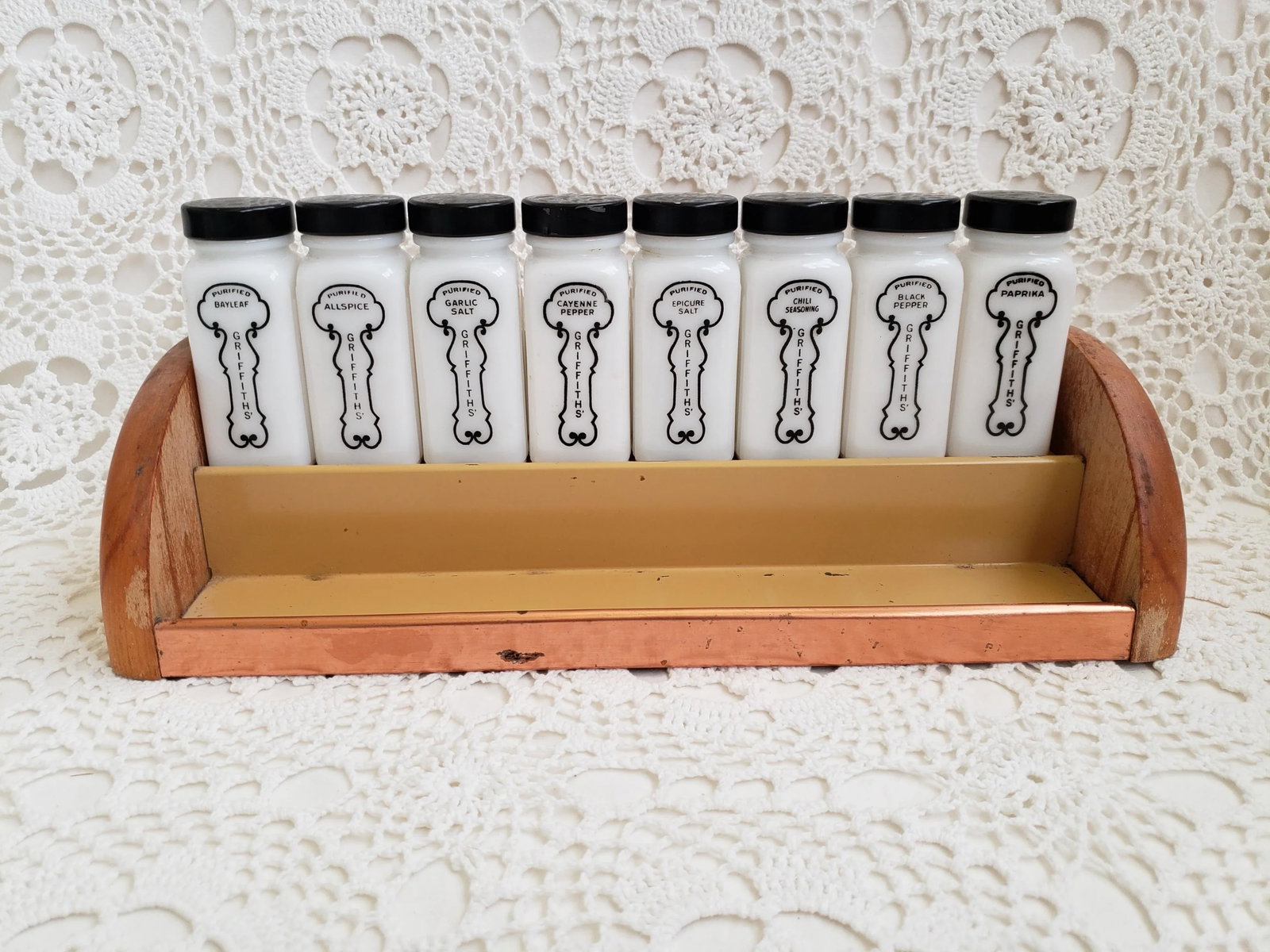 1940s Black and White Griffith's Laboratories Spice Rack - Set of 17 - 11