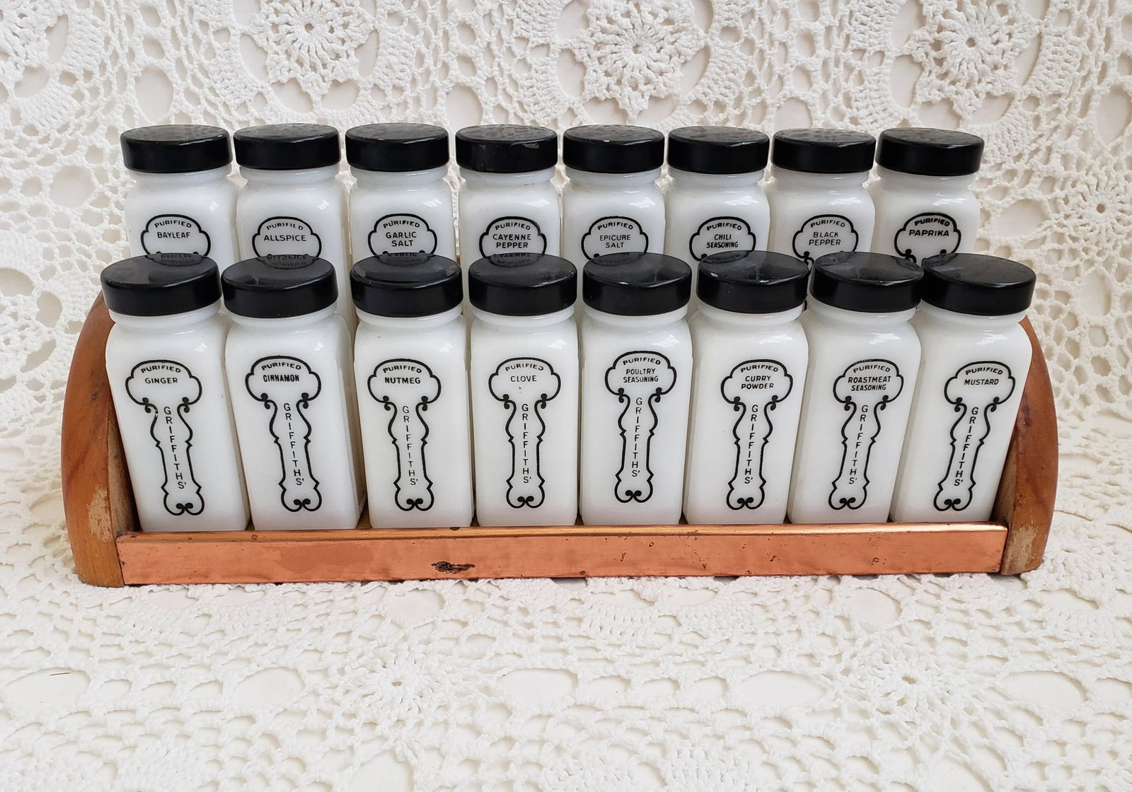 1940s Black and White Griffith's Laboratories Spice Rack - Set of 17 - 13