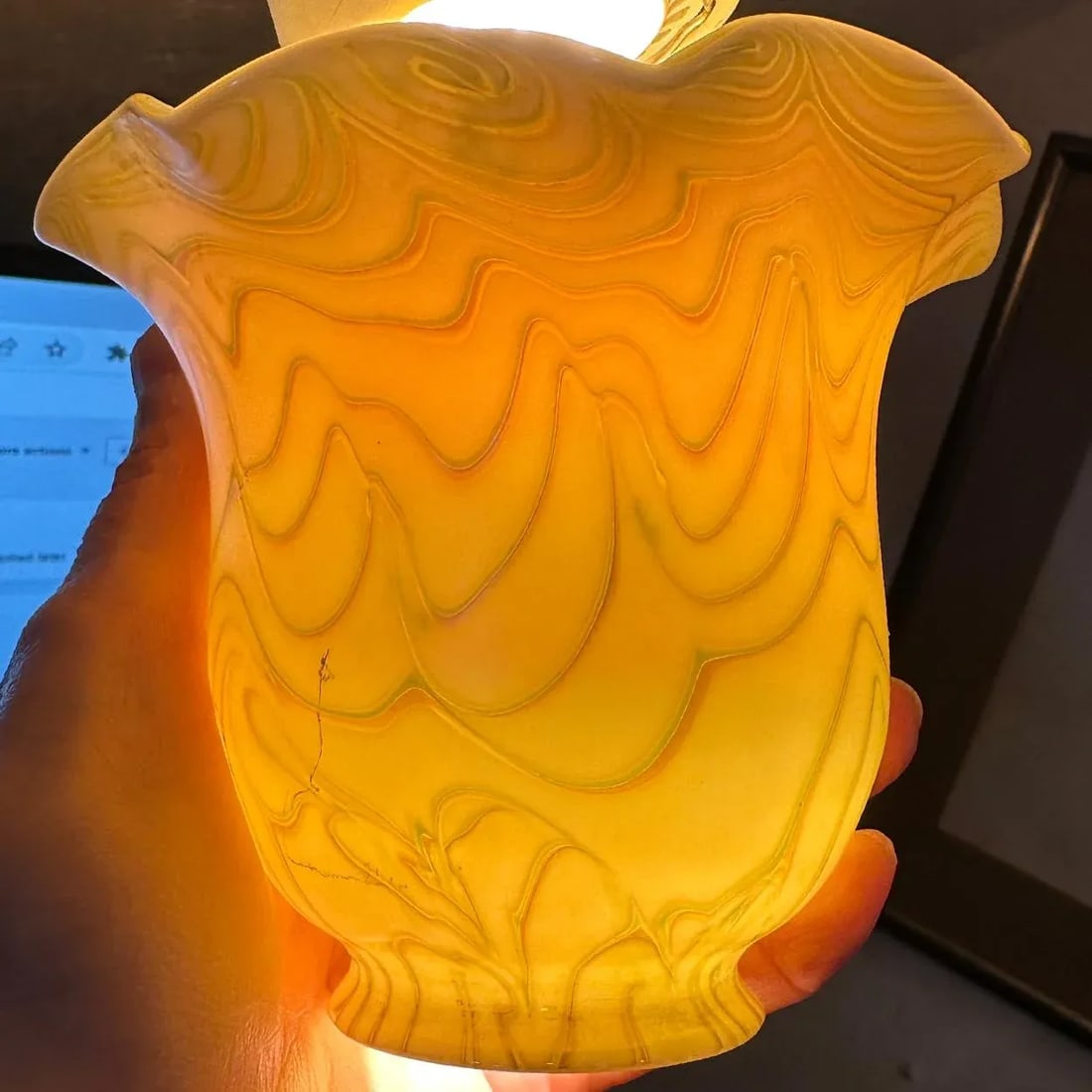 American Steuben Carder Period Art Glass Gold Lamp Shade - 9