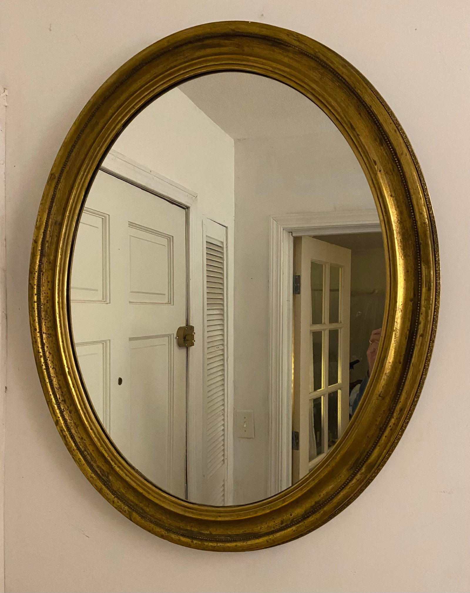 Antique Mirror Oval Round Mantle Sideboard - 3