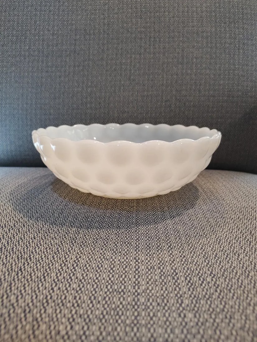 Vintage White Hobnail Bowl - 5