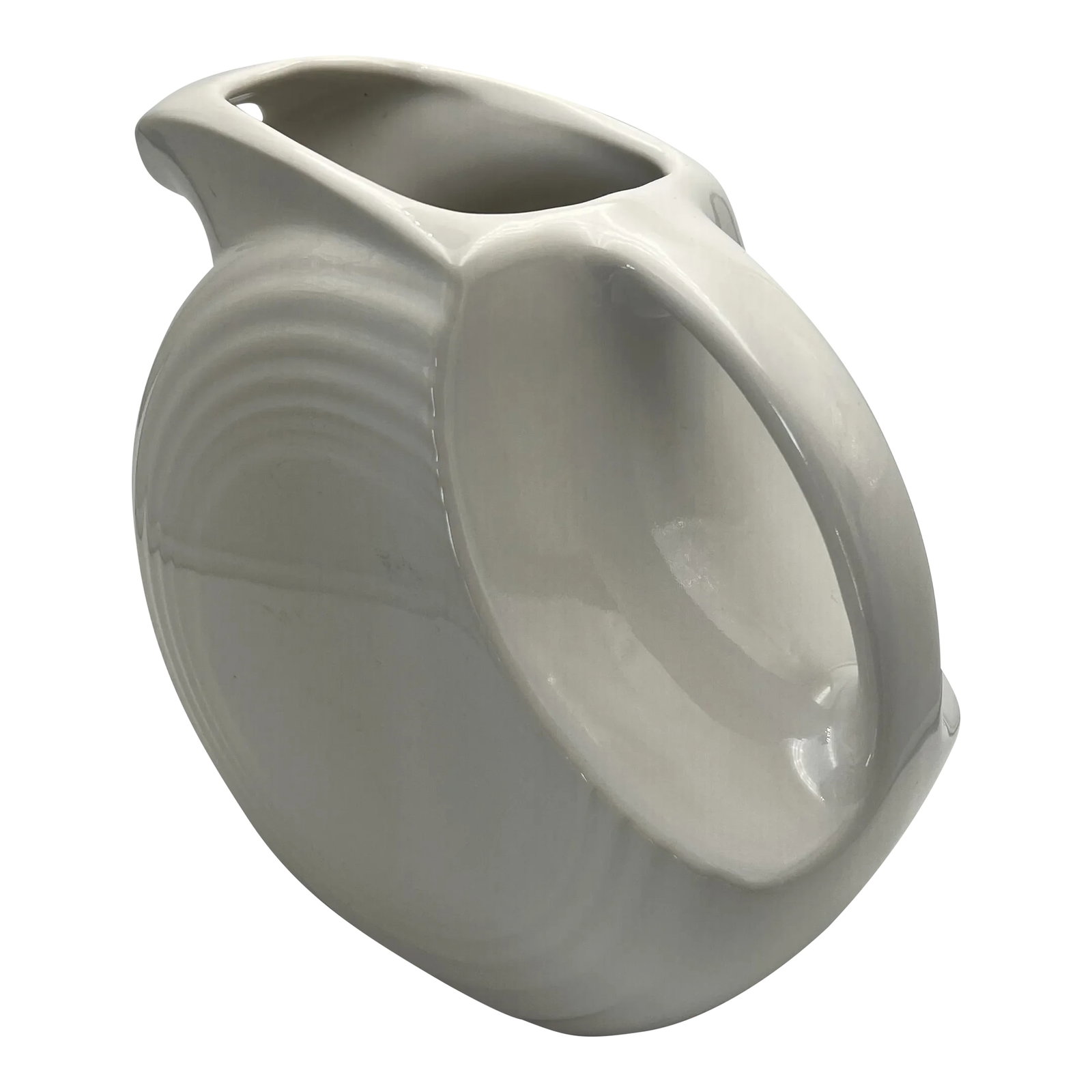 Fiestaware Fiesta Large White Pitcher: Classic American Style. A crisp white Fiestaware pitcher to accent a morning breakfast, afternoon lunch or family supper. Condition: Alterations: Original Condition Unaltered Imperfections: Some