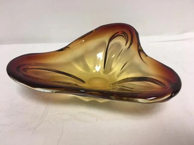 Murano Art Glass Amber Bowl - 3