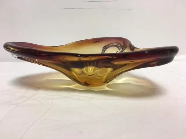 Murano Art Glass Amber Bowl - 4