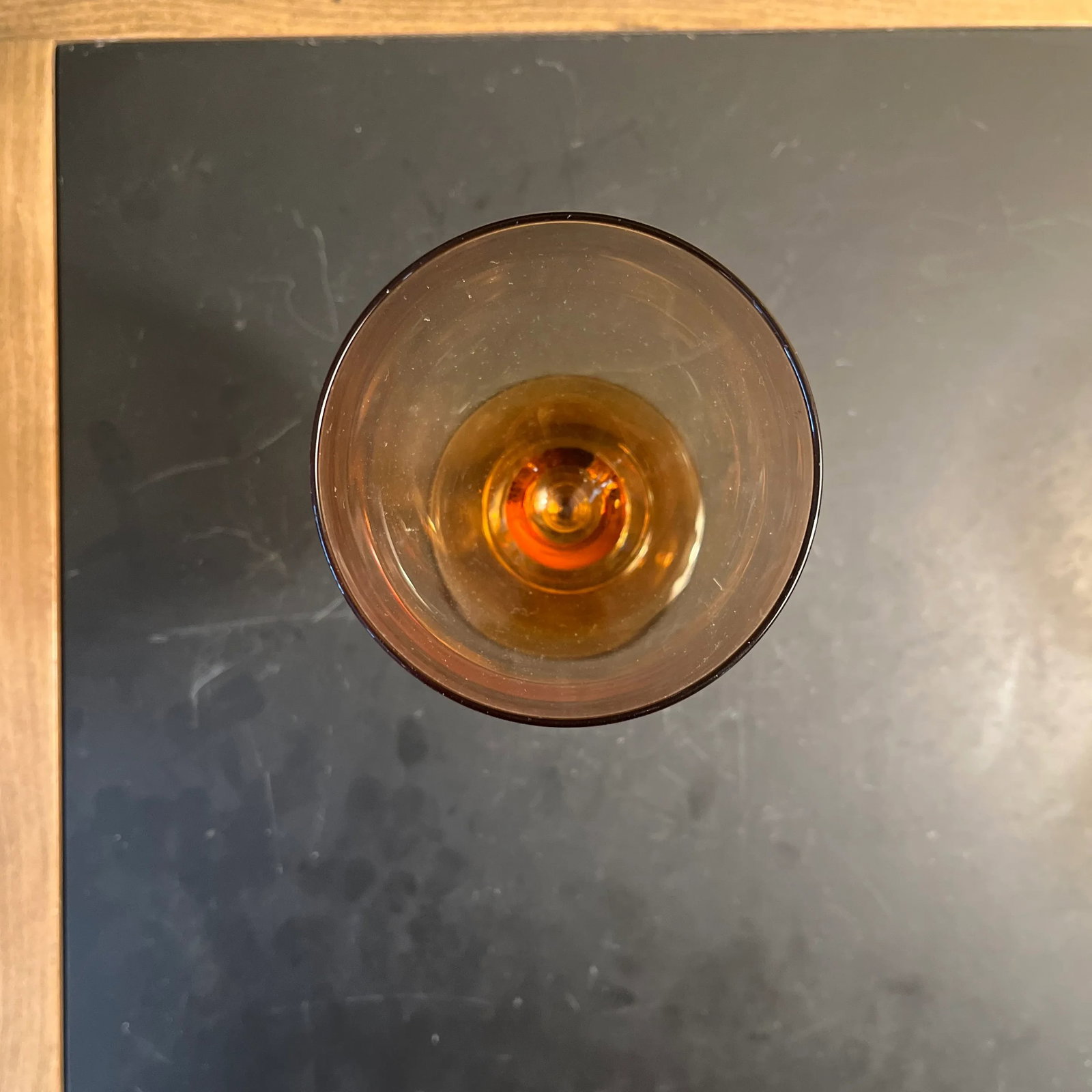Amber Glass Goblets With Bubble Stem- Set of 3 - 5