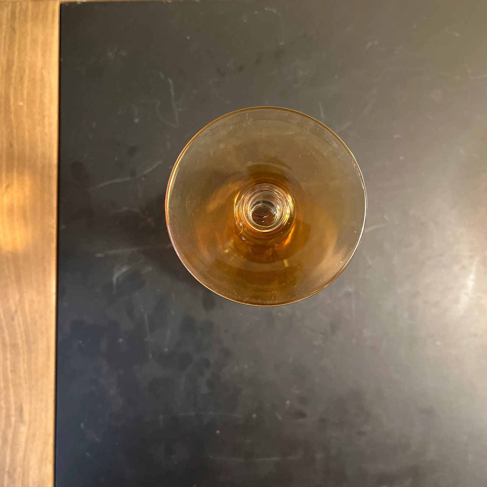 Amber Glass Goblets With Bubble Stem- Set of 3 - 6