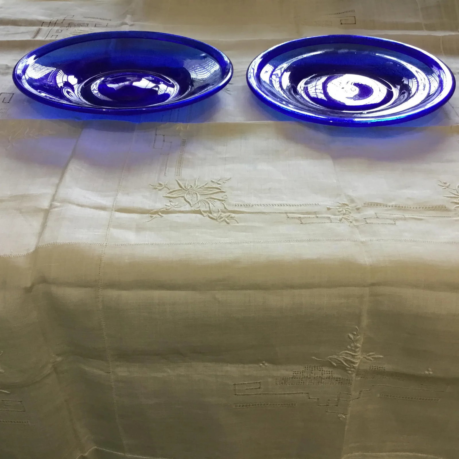 Cobalt Blue Glass Serving Dishes- Set of 2 Vintage - 8