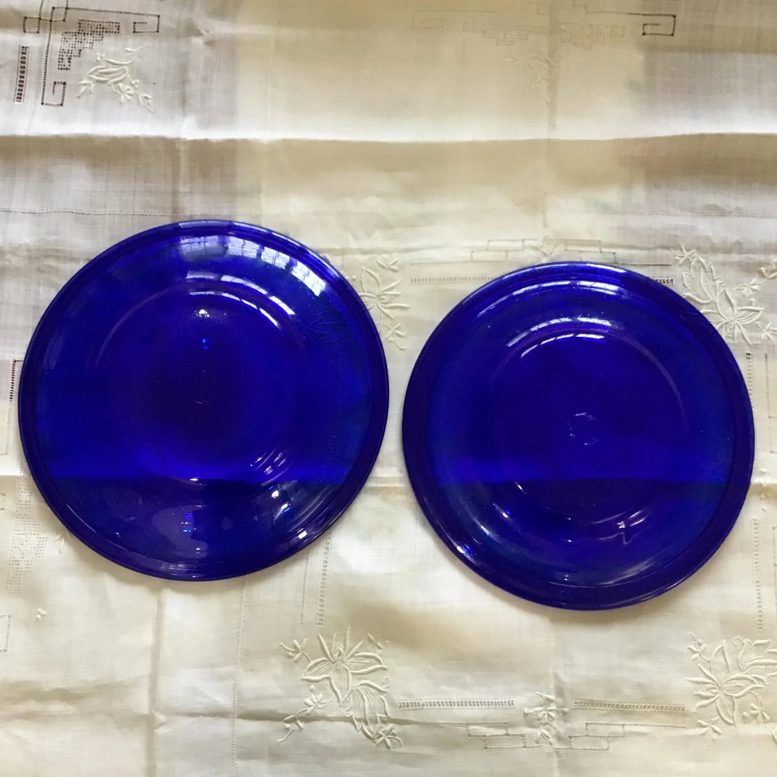 Cobalt Blue Glass Serving Dishes- Set of 2 Vintage - 9