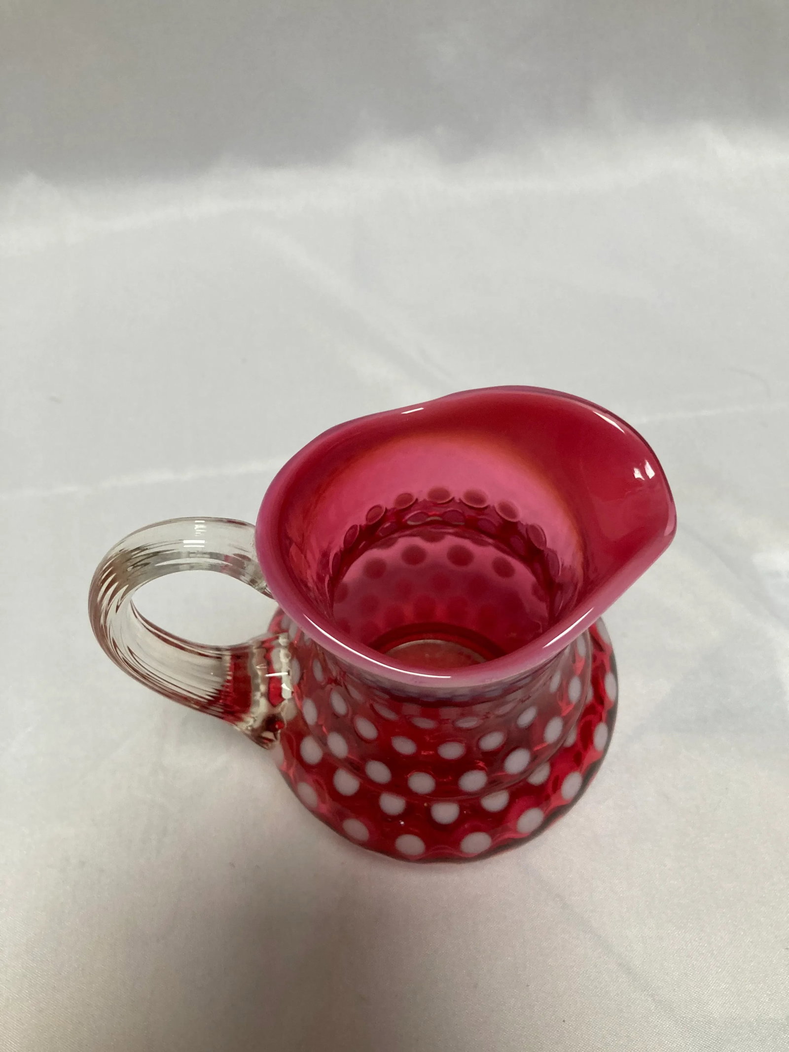 Early 20th Century Vintage Fenton Cranberry Polka Dot Creamer - 2