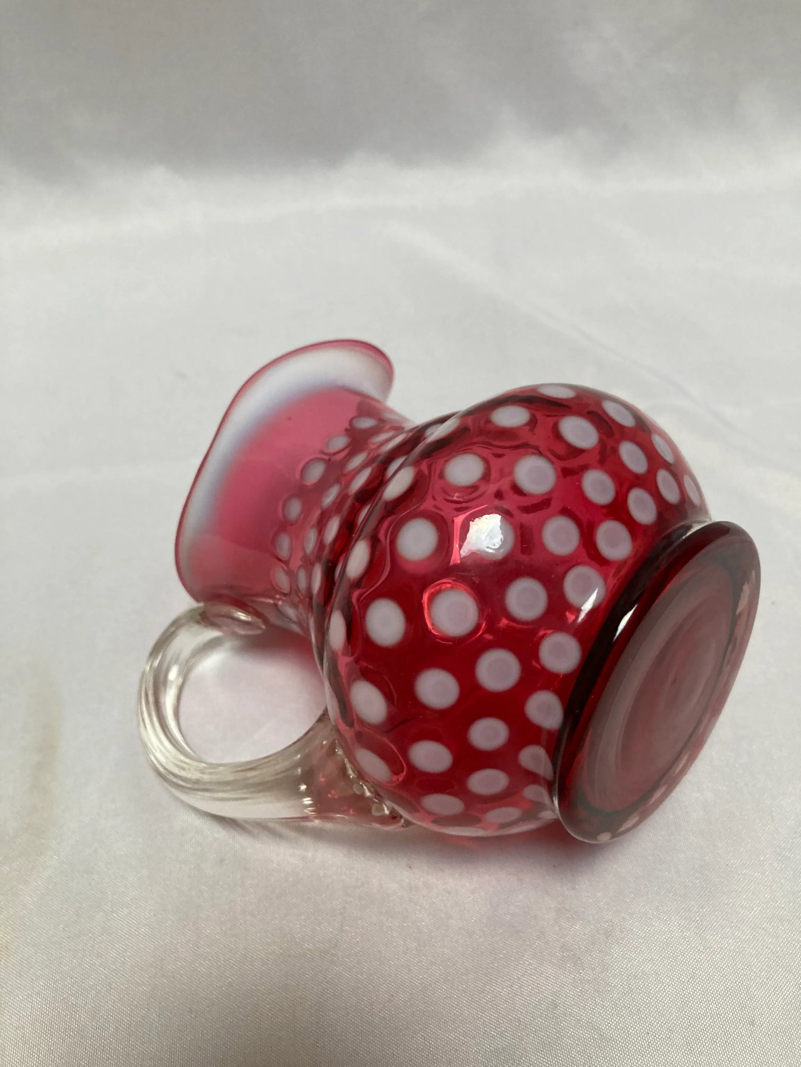 Early 20th Century Vintage Fenton Cranberry Polka Dot Creamer - 3