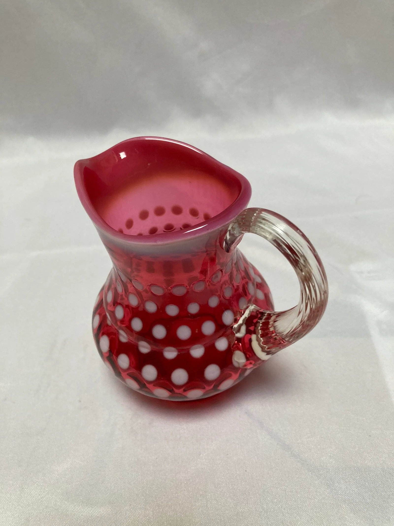 Early 20th Century Vintage Fenton Cranberry Polka Dot Creamer - 4