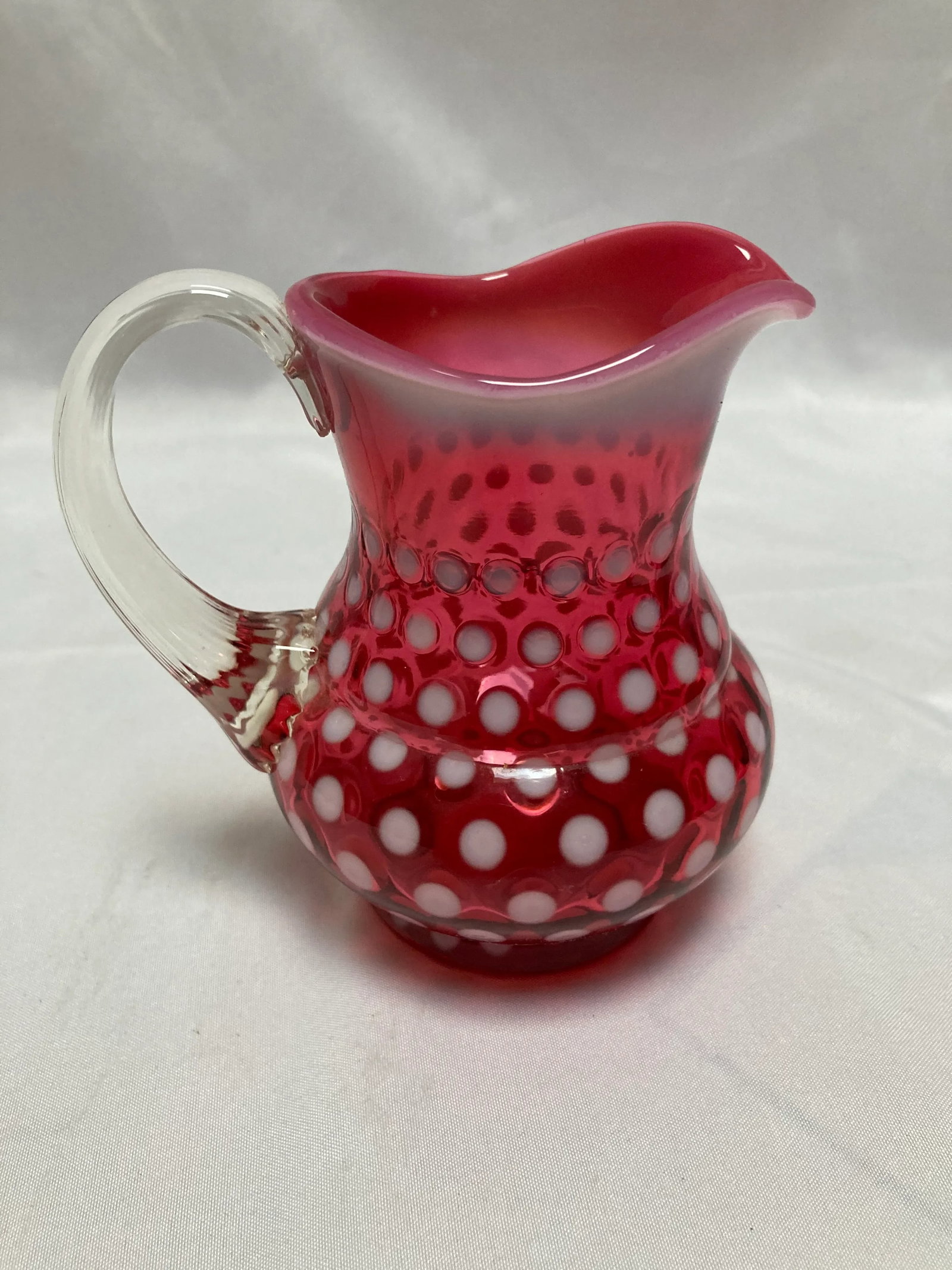 Early 20th Century Vintage Fenton Cranberry Polka Dot Creamer - 5