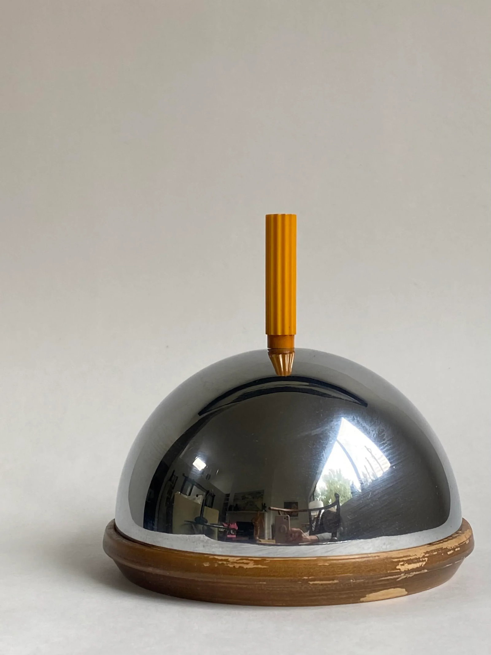 1920s Art Deco Revere Stainless Steel & Wood Cheese Dome With Bakelite Handle - 7