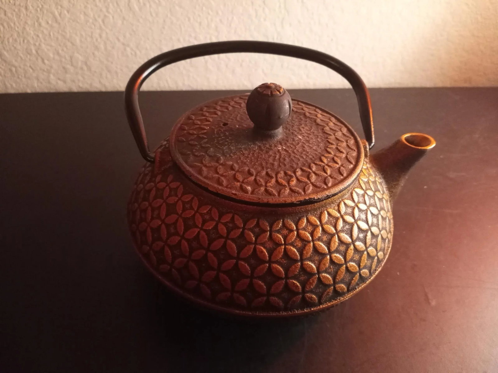 Vintage Tetsubin Japanese Cast Iron Strainer Tea Kettle - 2