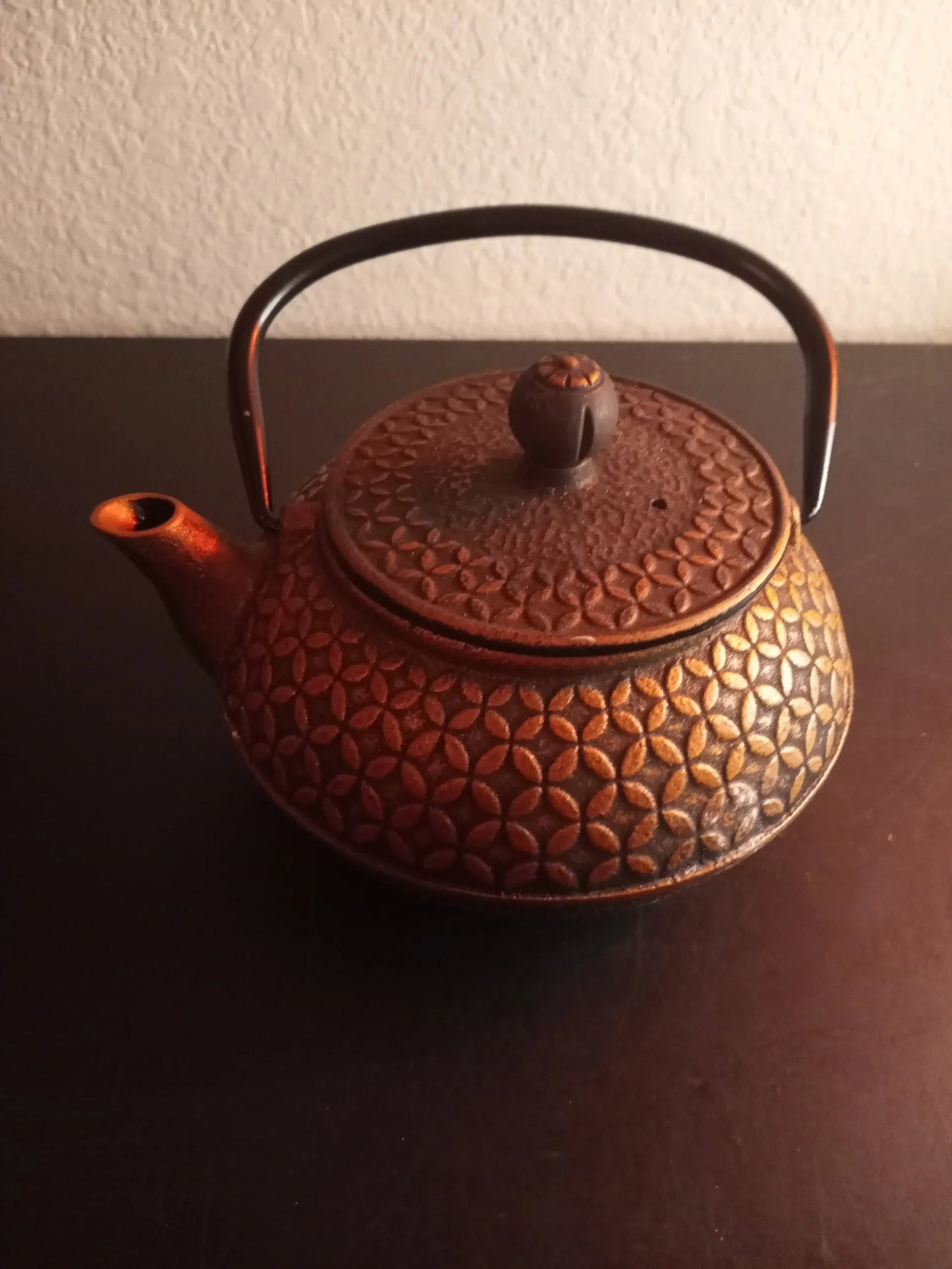 Vintage Tetsubin Japanese Cast Iron Strainer Tea Kettle - 3