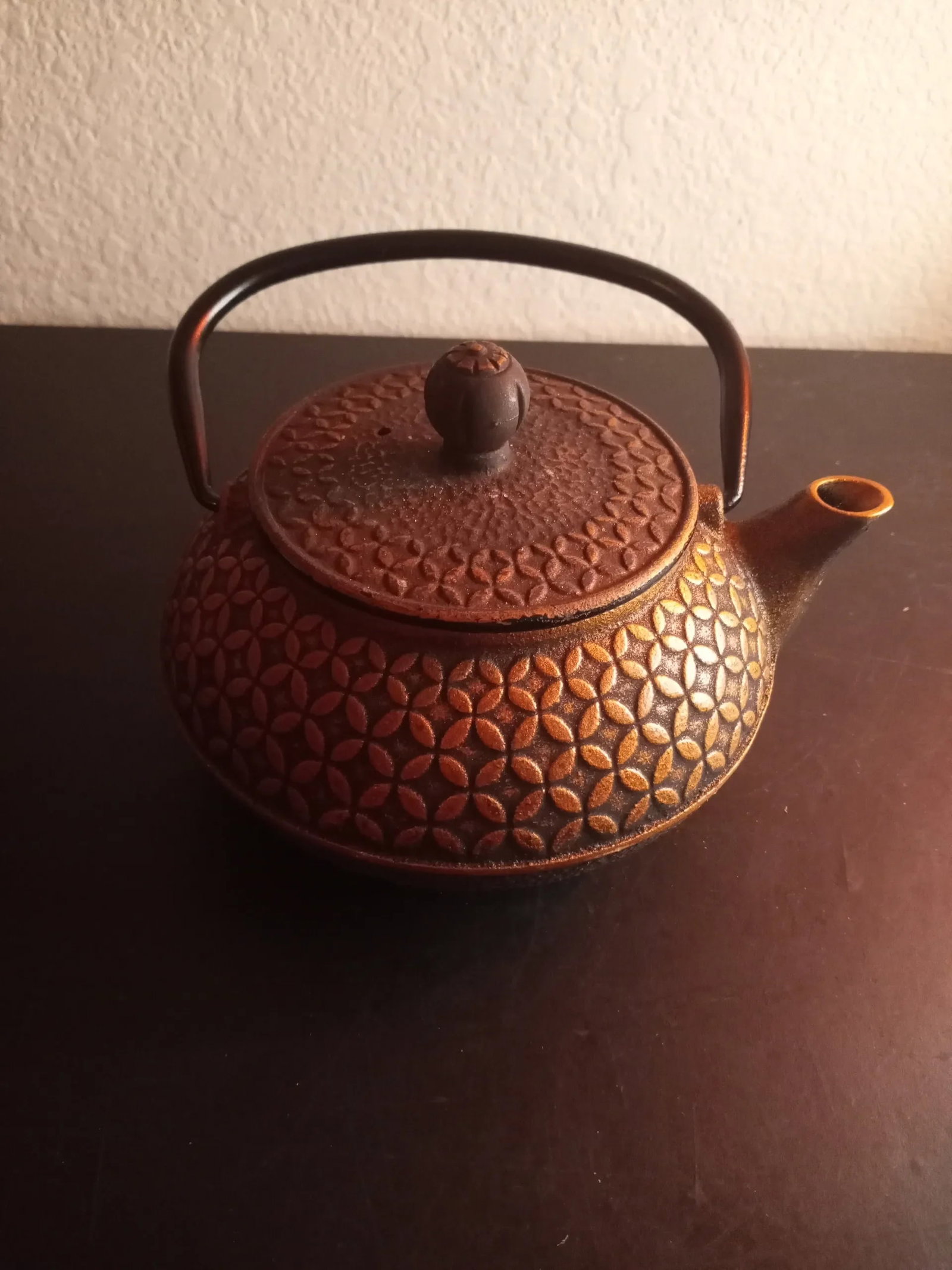Vintage Tetsubin Japanese Cast Iron Strainer Tea Kettle - 4