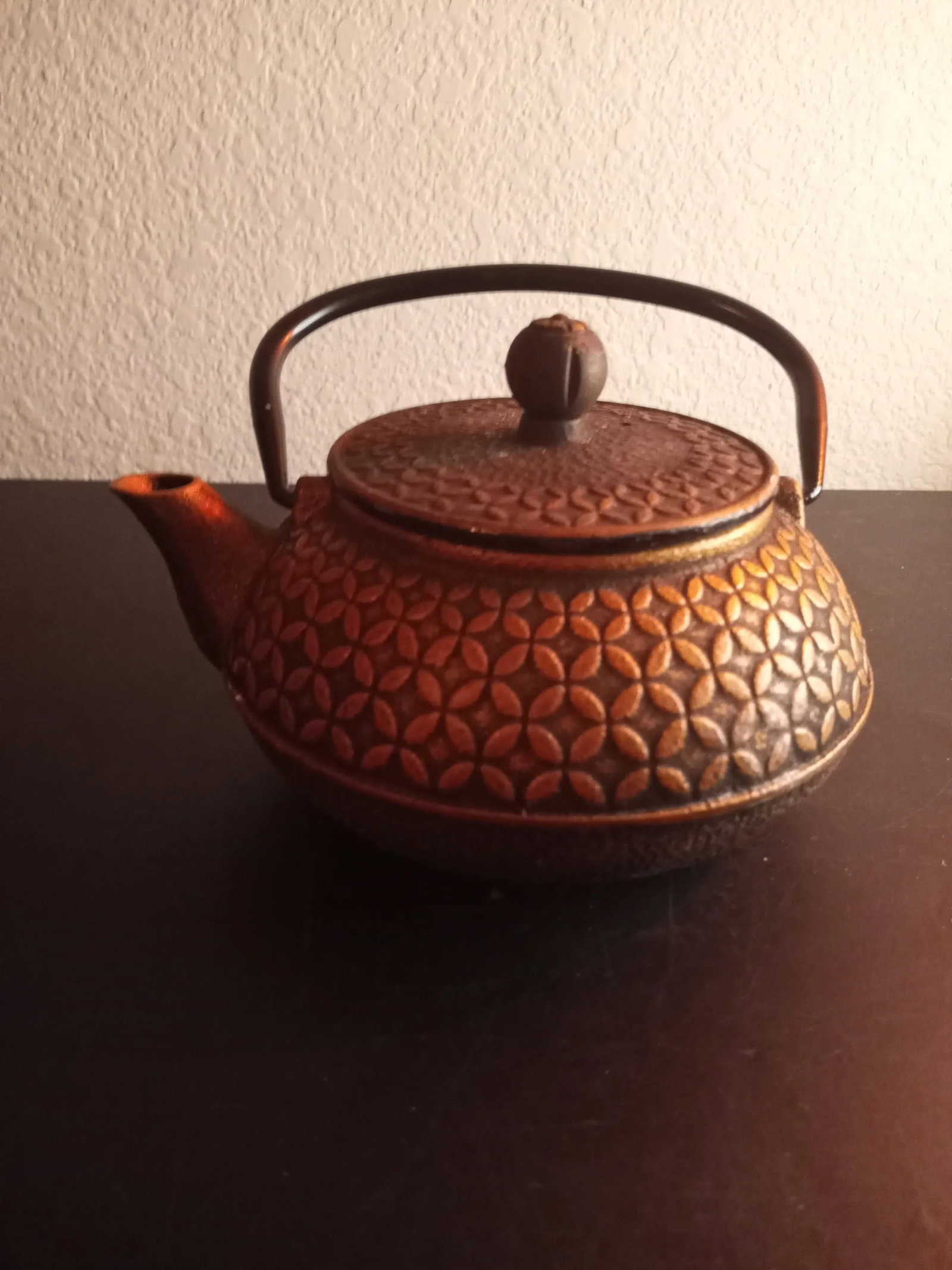 Vintage Tetsubin Japanese Cast Iron Strainer Tea Kettle - 8