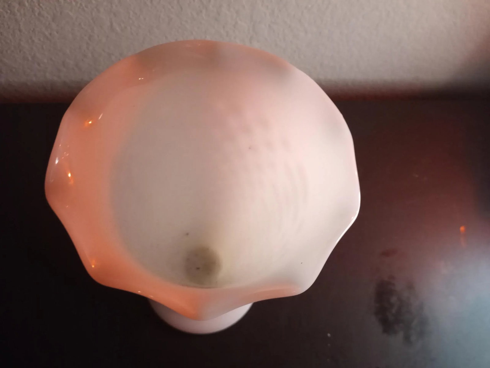1980s Anchor Hocking Milk Glass Hobnail Ruffled Vase - 2