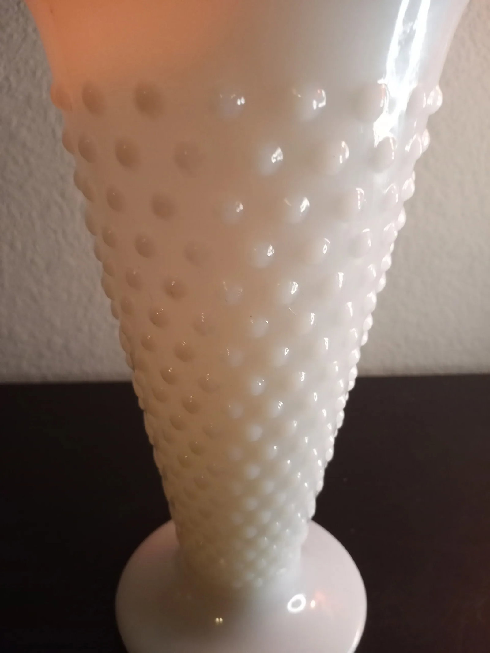 1980s Anchor Hocking Milk Glass Hobnail Ruffled Vase - 3